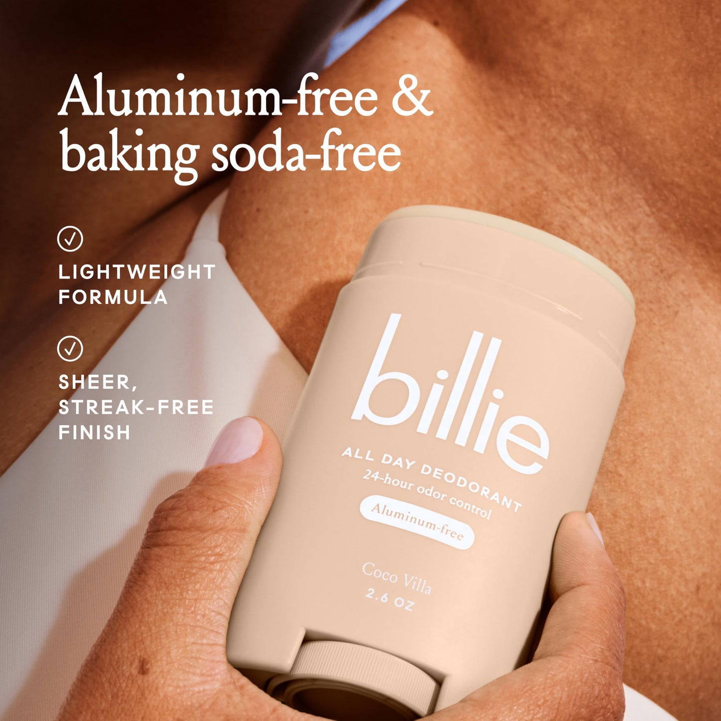 Billie All Day Deodorant, 24-hour Odor Protection, Aluminum-Free, Coco Villa, 2.6oz Beauty and Personal Care Billie