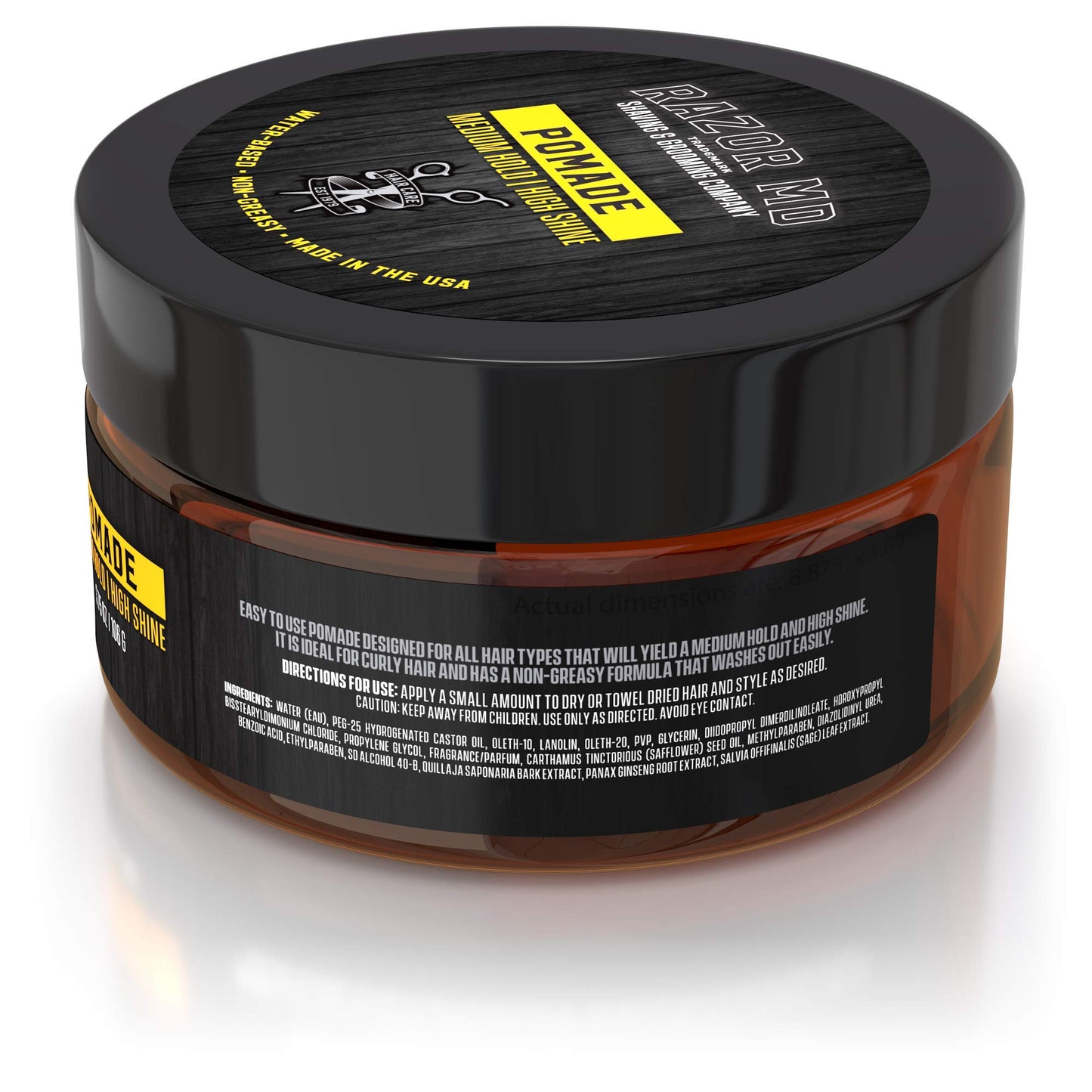 Razor MD Natural Water Based Hair Pomade for Men With High Shine and Slickback Finish, Medium Strong Hold Best Hair Products for Mens with Curly Beauty & Personal Care Razor MD