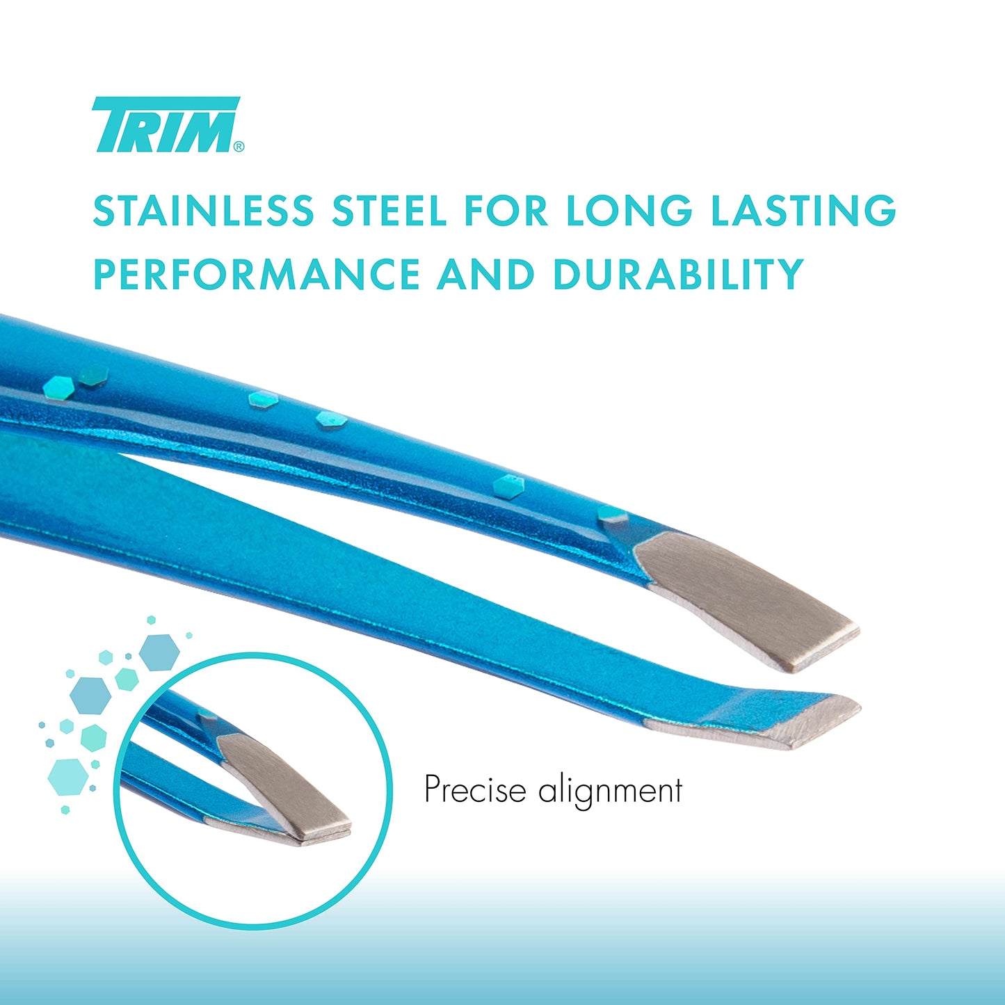 TRIM Azure Collection Slant Tip Tweezer - Precision-Ground Tips Grasp Even The Finest Hairs - Angled to Align with The Brow's Natural Arch Beauty & Personal Care Trim