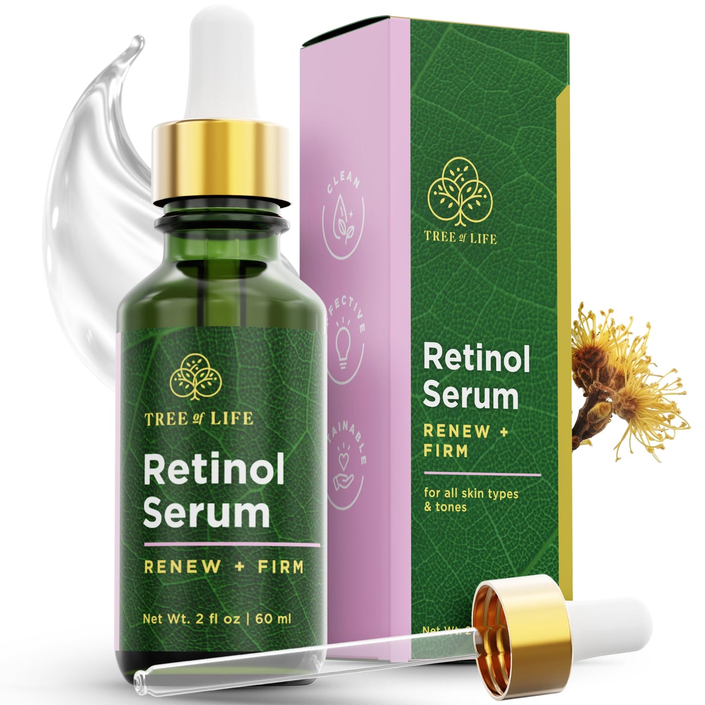 Tree of Life Beauty Retinol Serum, Skin Smoothing Face Oil for Dark and Age Spots and Fine Lines, Facial Serums for Dry and Sensitive Skin Care Beauty & Personal Care Tree of Life