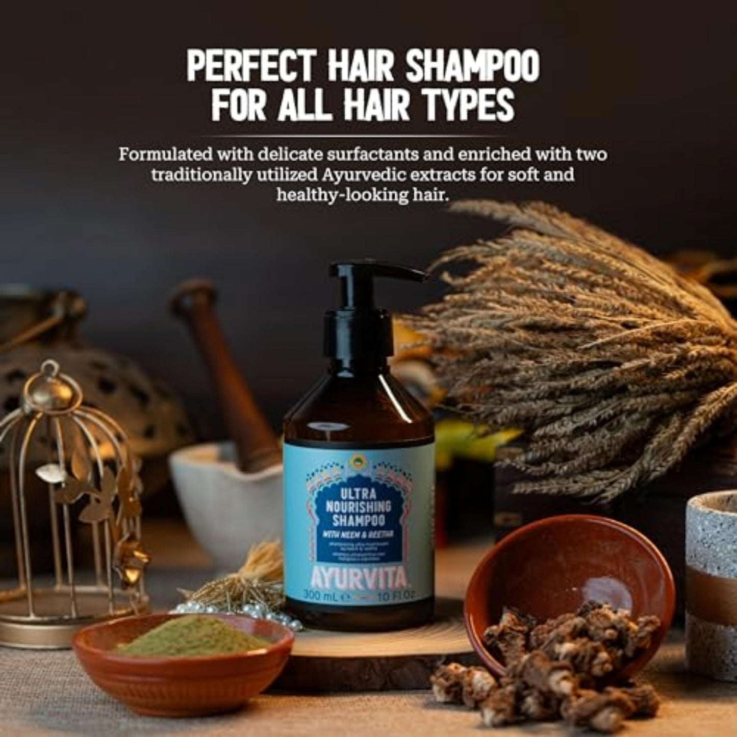 AyurVita Shampoo - Daily Nourishing Shampoo - Neem and Reetha Infused - Suitable For All Hair Types - Moisturizing, Strengthening & Lightweight Beauty & Personal Care AyurVita
