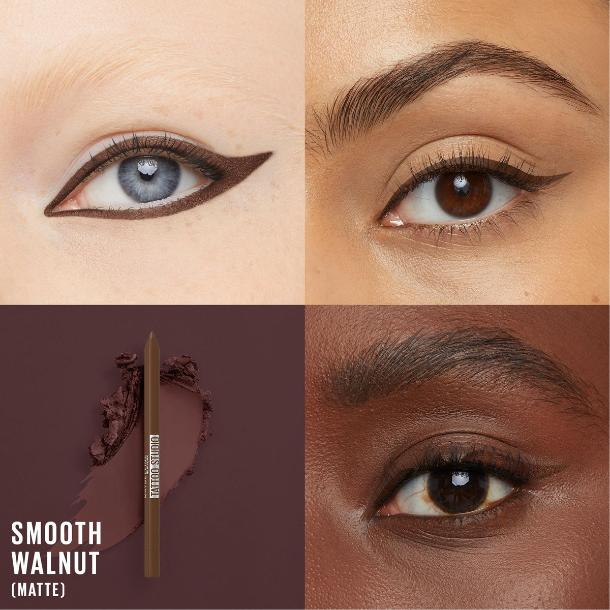 Maybelline TattooStudio Long-Lasting Sharpenable Eyeliner Pencil, Glide on Smooth Gel Pigments with 36 Hour Wear, Waterproof, Smooth Walnut, 1 Count