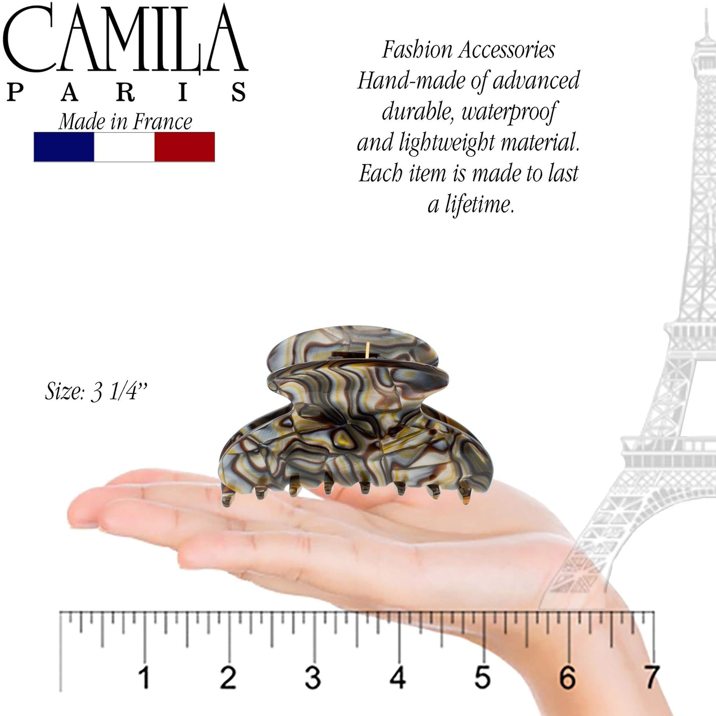 Camila Paris CP3058 French Hair Clip for Women, Onyx, for Thick Long Curly Wavy Hair, Jaw Clip, Strong Hold No Slip Grip, Made in France Beauty & Personal Care Camila