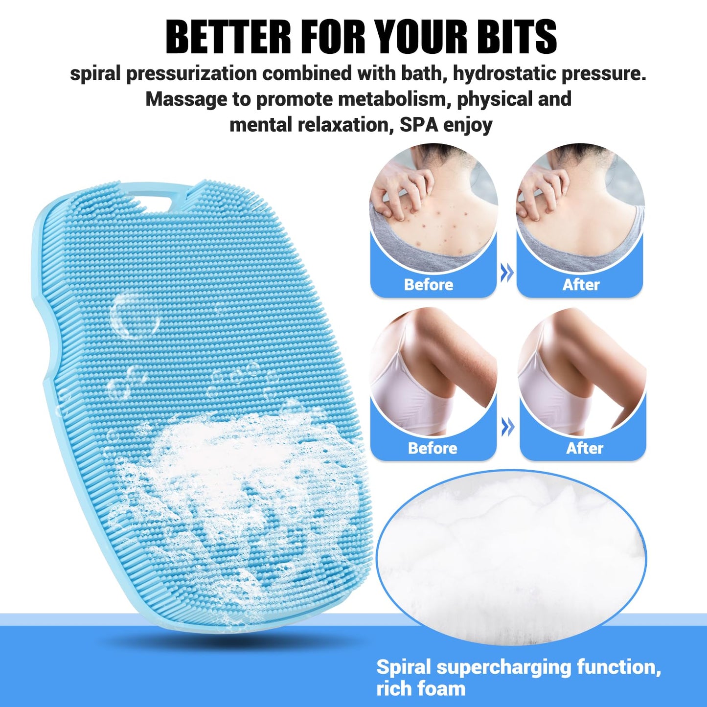 Canroom Silicone Body Scrubber - Anti Zinc Infused-Highly Elastic Bristles Exfoliating Body Scrubber for Shower Body,Cellulite Reduction,Blood Beauty and Personal Care canroom
