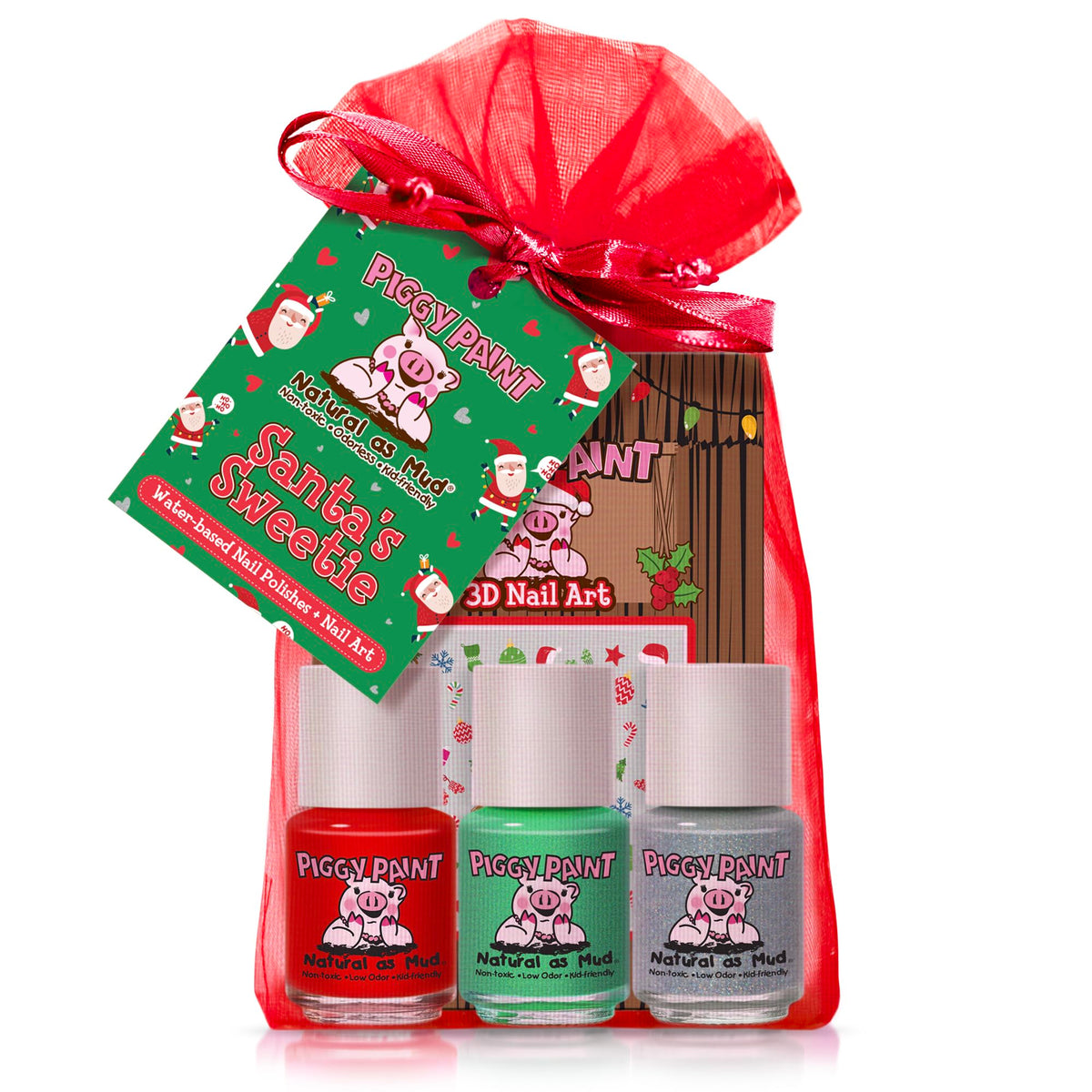 Piggy Paint Nail Polish - Santa's Sweetie (3 Color + Nail Art Set)