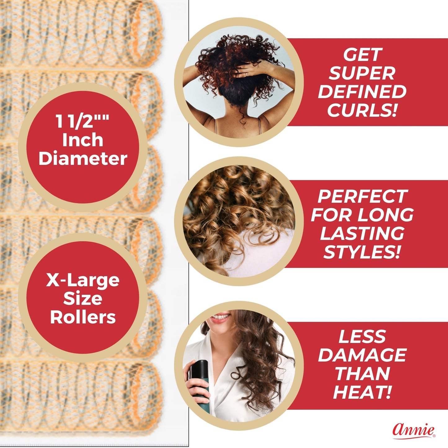 Annie 1-1/2" XL Wire Mesh Hair Rollers - 12 Pcs. Beauty & Personal Care Annie