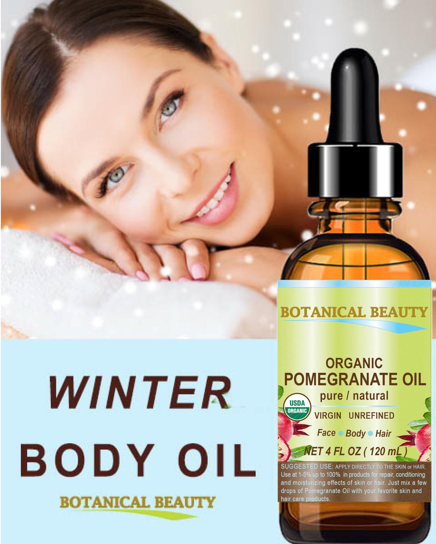 Botanical Beauty Organic POMEGRANATE OIL 100% Pure Natural Virgin Unrefined Cold-Pressed Carrier Oil 0.5 Fl oz 15 ml for Face, Skin, Body, Hair, Lip Beauty & Personal Care Botanical Beauty
