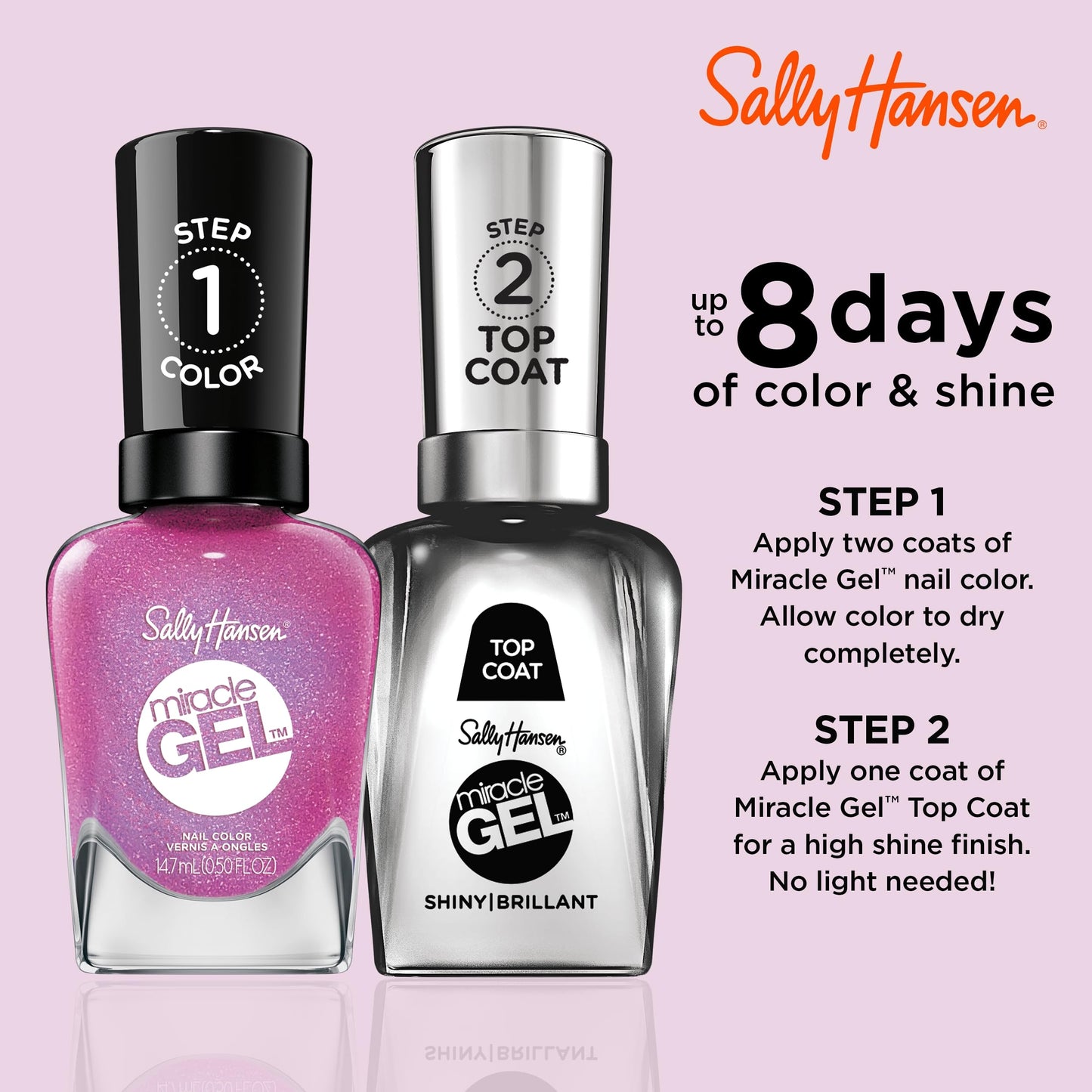 Sally Hansen Miracle Gel Salon Quality Nail Polish | Gel-Like Formula, Two-Step System, No UV Light Needed, Long Lasting | Opaque, Shimmer | 512 Beauty & Personal Care Sally Hansen