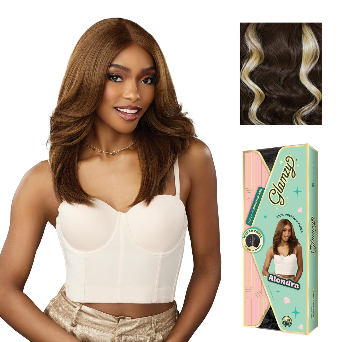 Sensationnel Glamzy Lace Part Wig-Alondra, MP/CARAMEL