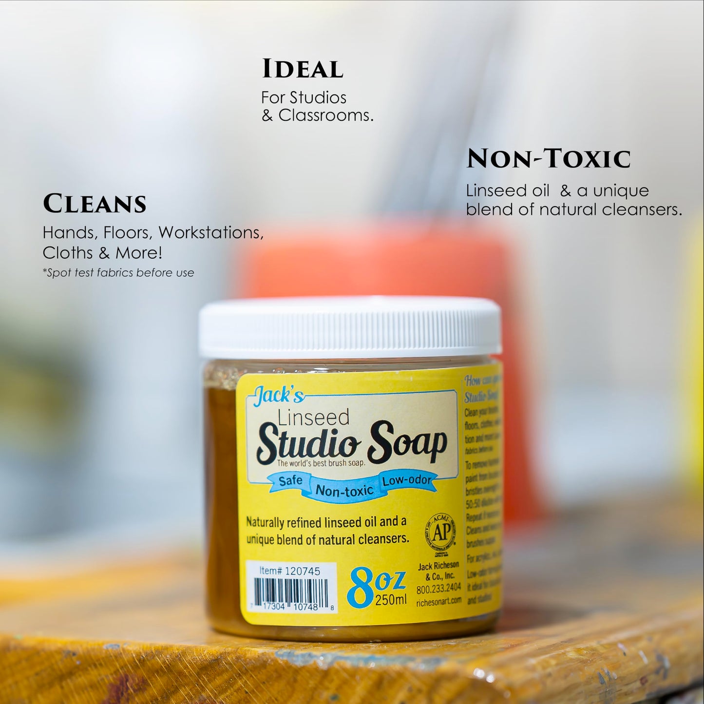 Jack Richeson Linseed Oil Studio Soap & Paint Brush Cleaner - 250 mL - Natural Brush Cleaner for Acrylic, Oil & Craft Paints - Gentle Soap for Artists Beauty & Personal Care Jack Richeson
