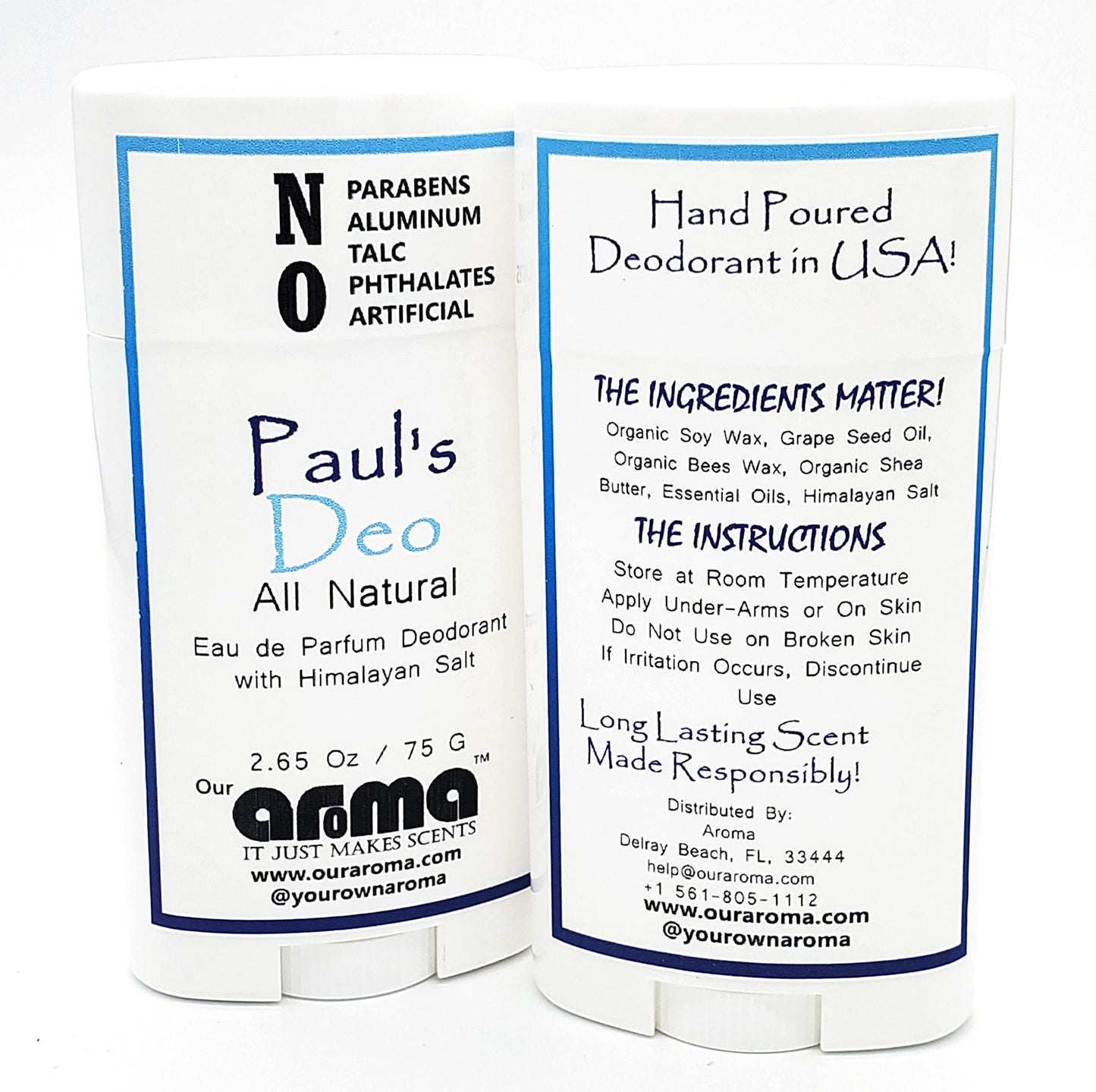 Our Aroma Men's Custom All Natural - Hand Poured - Aluminum Free Deodorant 2.65Oz Beauty and Personal Care Our Aroma