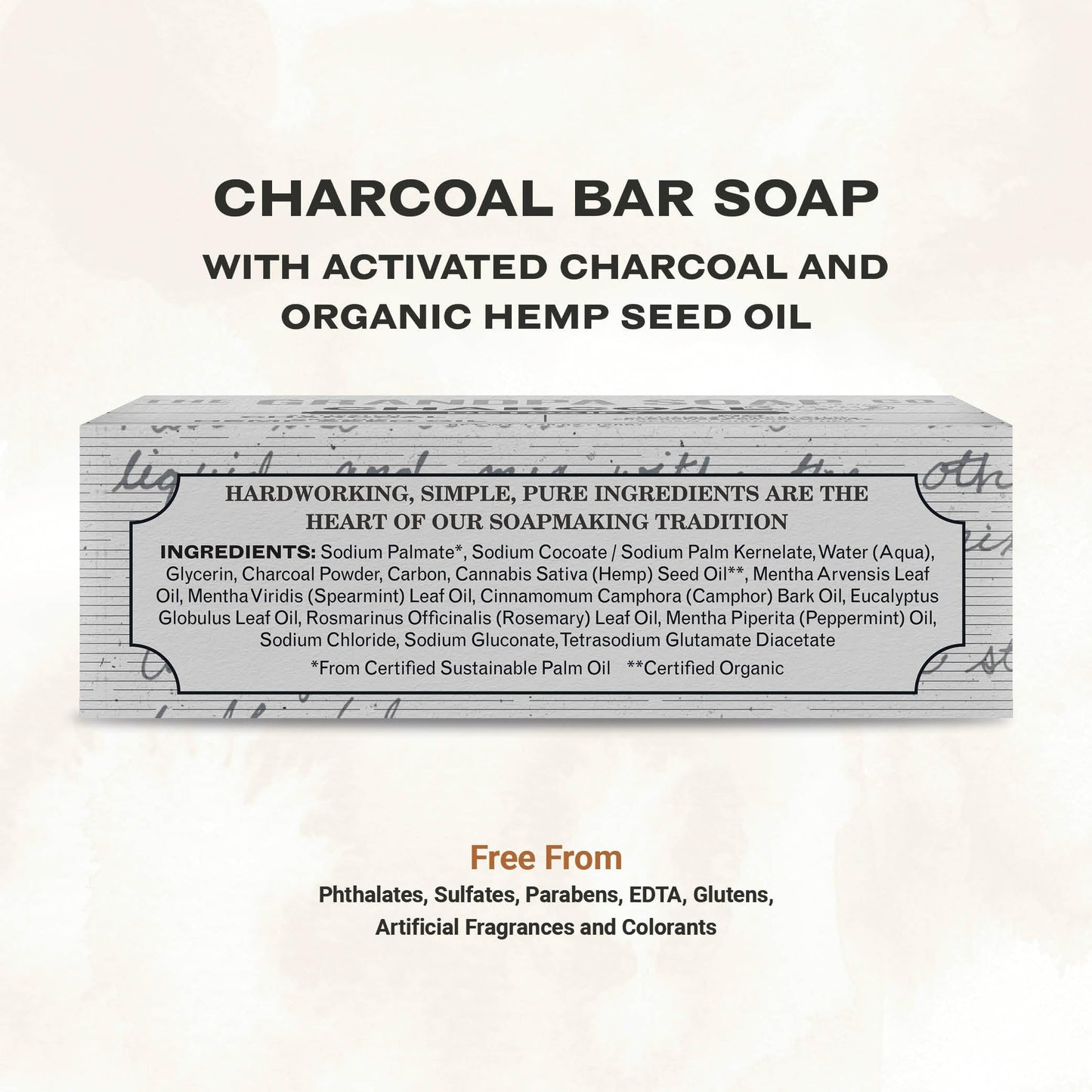The Grandpa Soap Company Charcoal Bar Soap - With Activated Charcoal Hemp Seed and Mint Oil, Detoxifies, Draws Out Dirt and Toxins, Clear Congested Beauty & Personal Care The Grandpa Soap Company