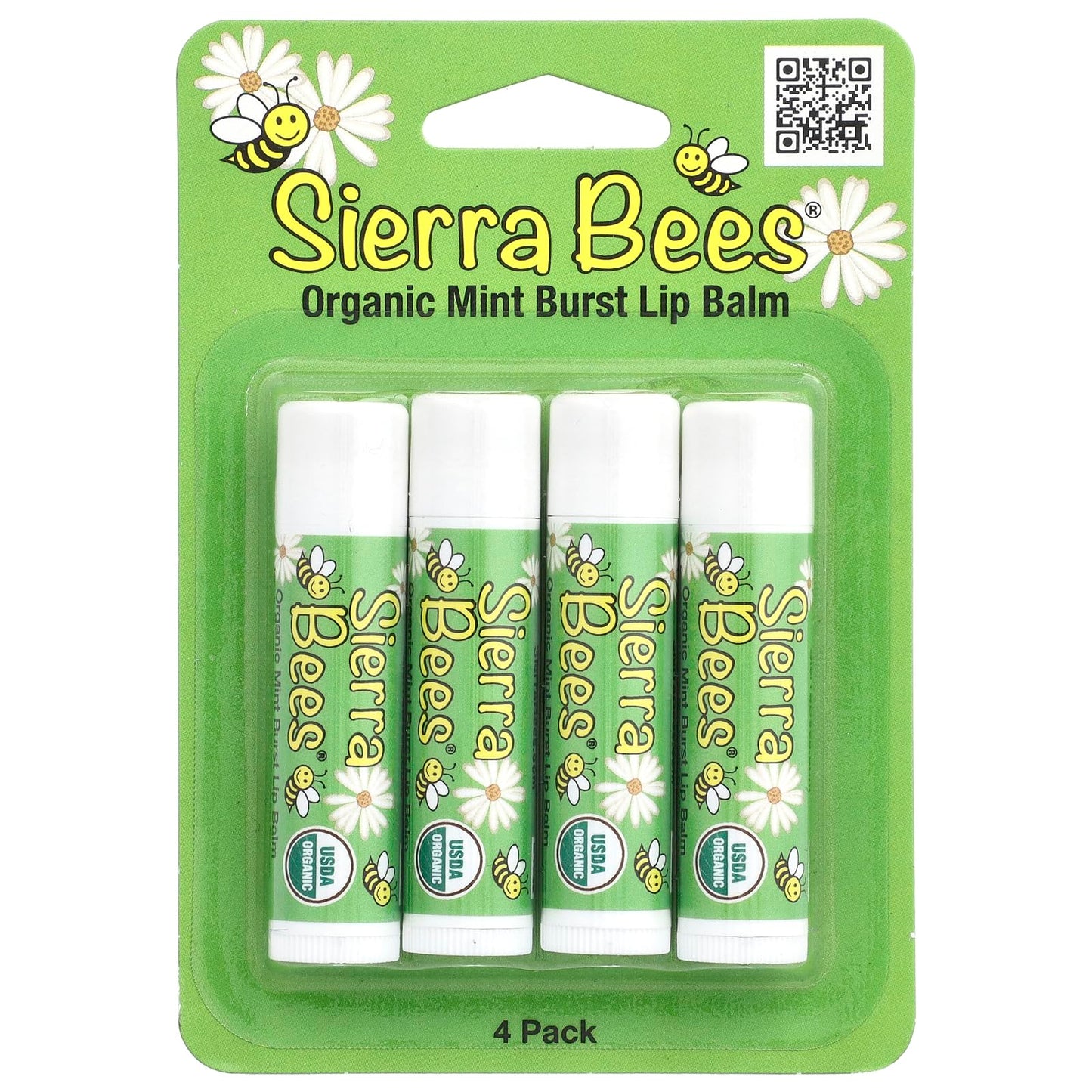Sierra Bees Organic Lip Balms, Mint Burst, 4 Pack, 0.15 oz (4.25 g) Each Beauty and Personal Care Sierra Bees