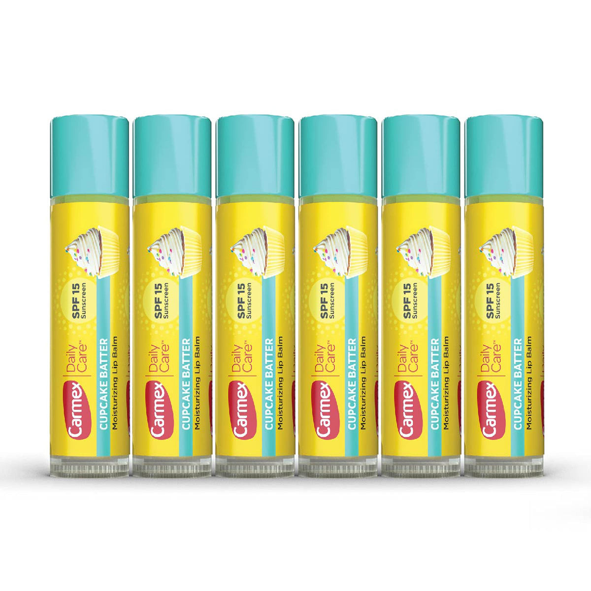 Carmex Daily Care Moisturizing Lip Balm with SPF 15, Cupcake Batter Lip Balm Sticks, 0.15 OZ Each - 6 Count Beauty & Personal Care Carmex