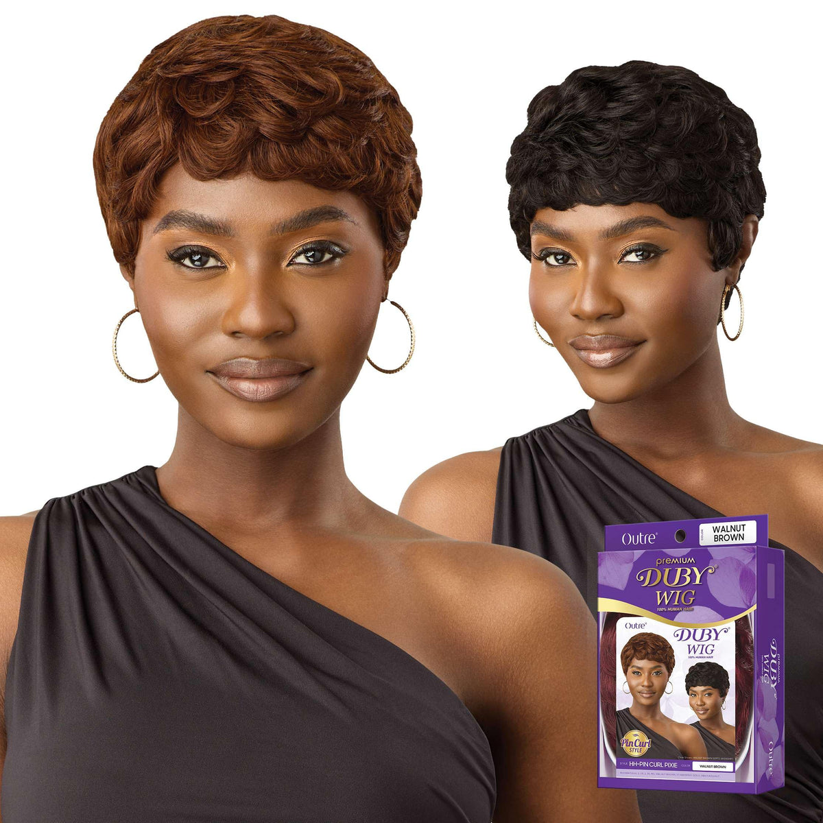 Outre Duby Wig - Human Hair - Pin Curl Pixie (DEEP WINE 99J)