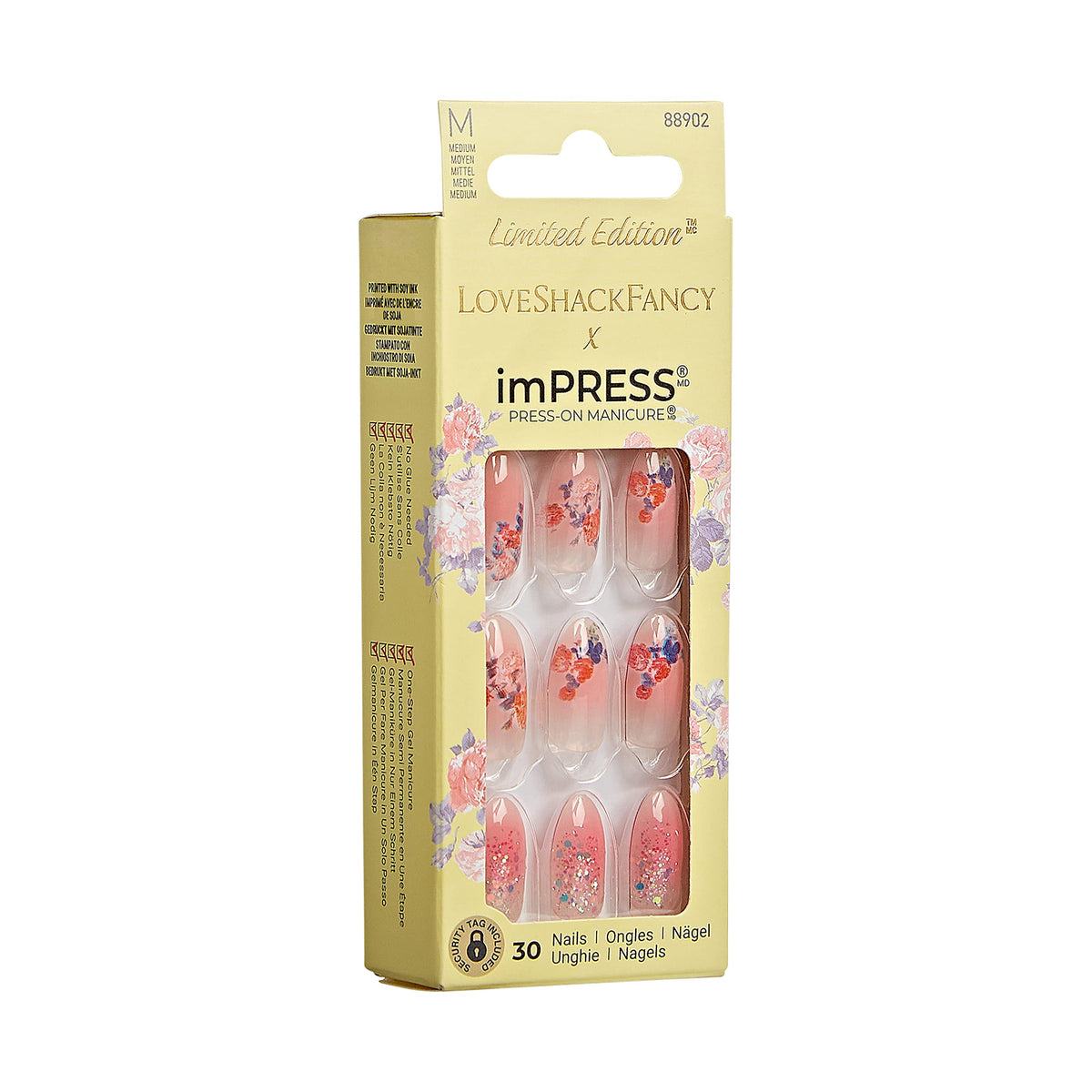 KISS LoveShackFancy x imPRESS Press-On Manicure Limited Edition, Style "Citrus Candy" Medium Almond Pink Press-On Nails, Includes Prep Pad, Mini Nail Beauty & Personal Care imPRESS