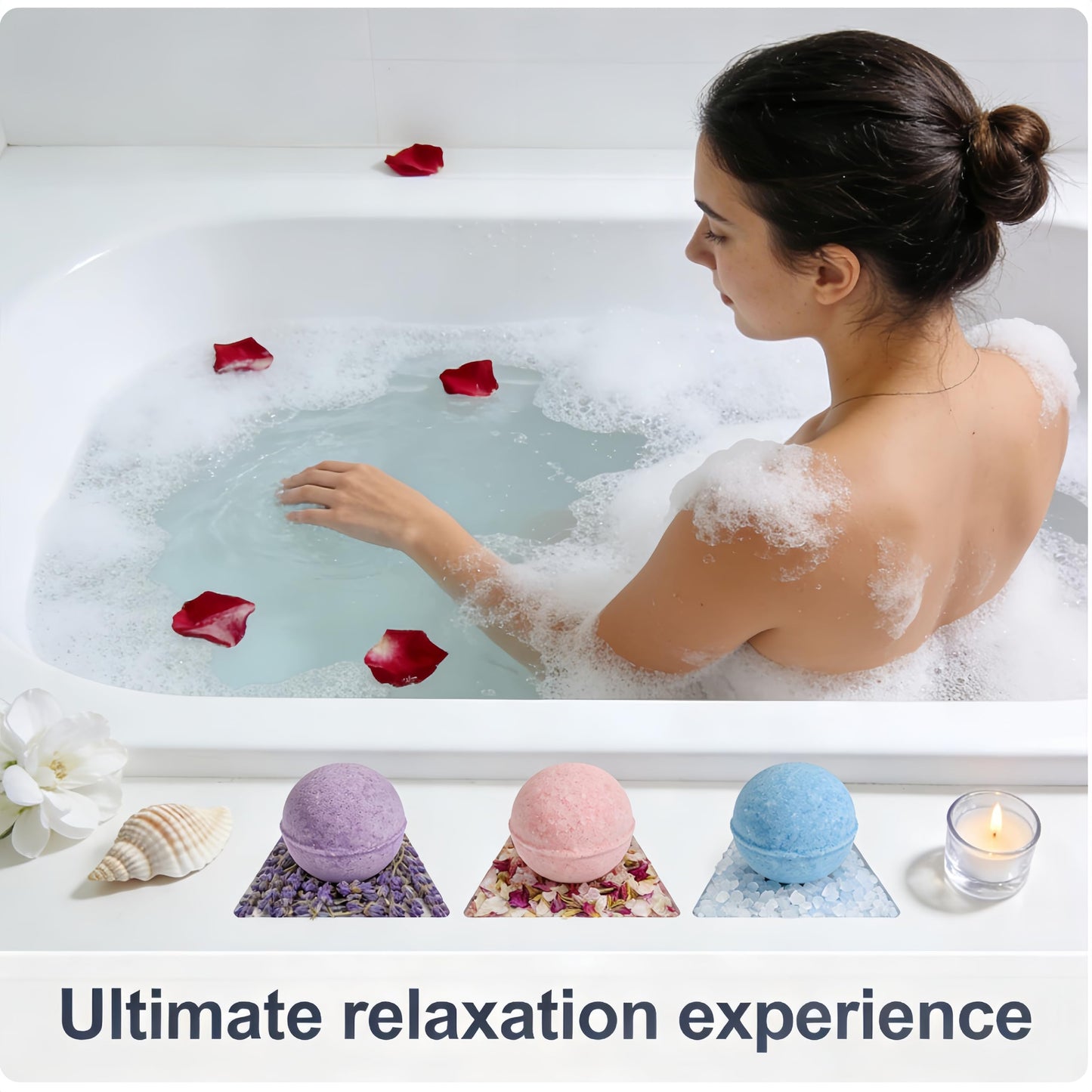 Bath Bomb for Women, Bubble Bathbombs with Essential Oils for Relaxing Bath & SPA Experience, Holiday for Her/Him, Wife, Girlfriends, Mother (Solid Beauty and Personal Care MIJOYDUO