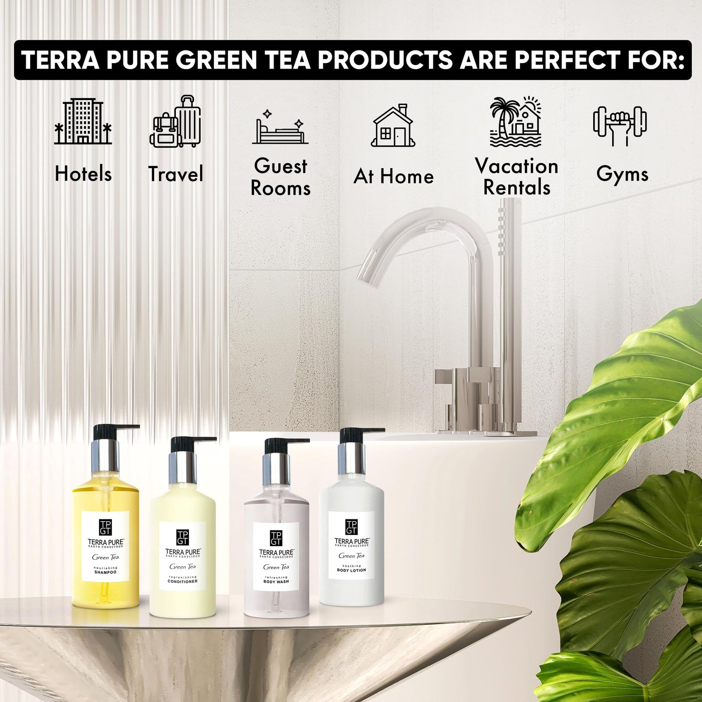 1-Shoppe Terra Pure Ecobox Amenities Kit | Green Tea Soap | Shampoo, Conditioner, Body Lotion, Body Wash | 10.14 oz | Hotel Toiletries Bulk Beauty & Personal Care Terra Pure