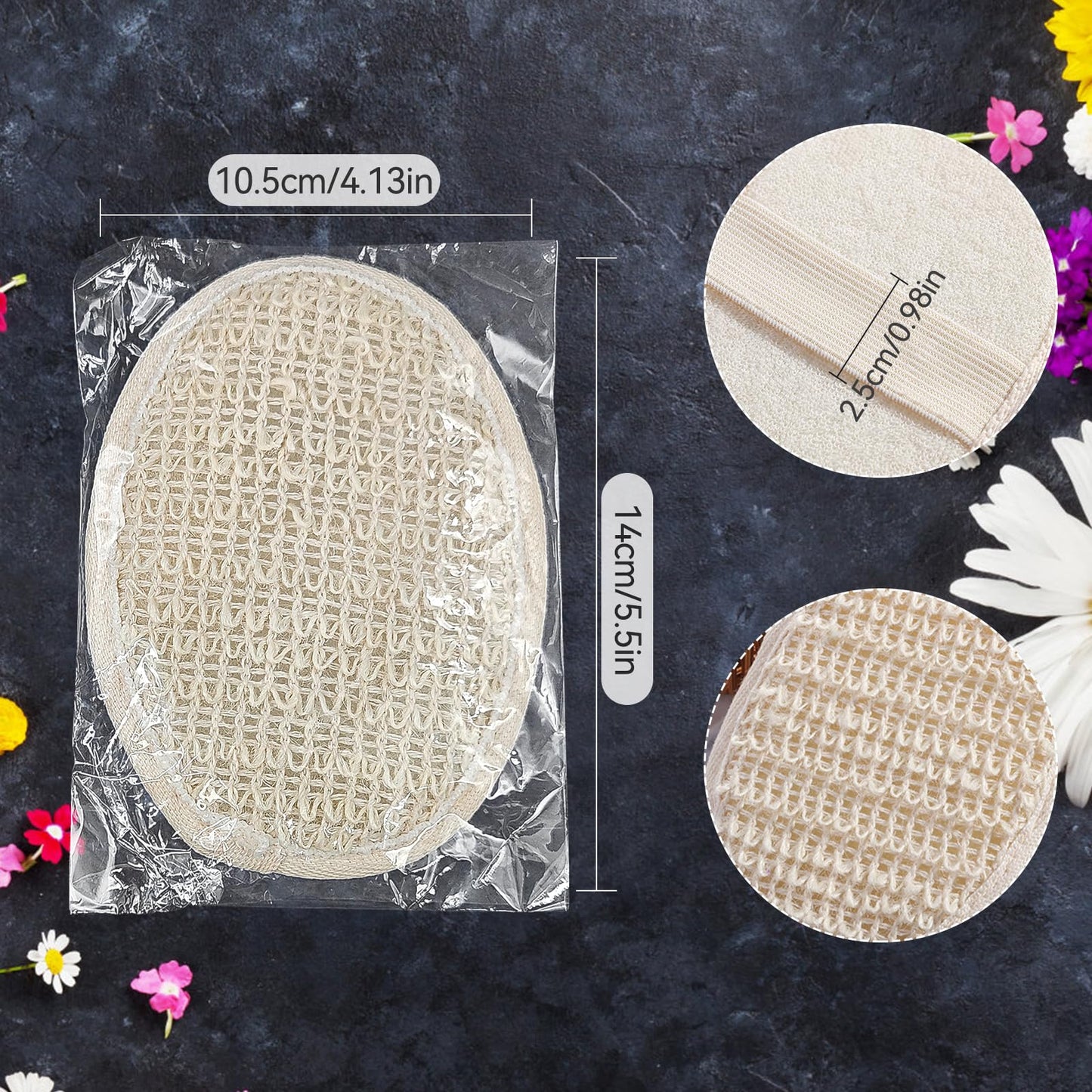 Kheoxusa (10 Pk) Individually Wrapped Loofahs, Natural Loofah Luffa Pad Sponge Pouf Brush for Travel Bath Shower - Beige Beauty and Personal Care Kheoxusa