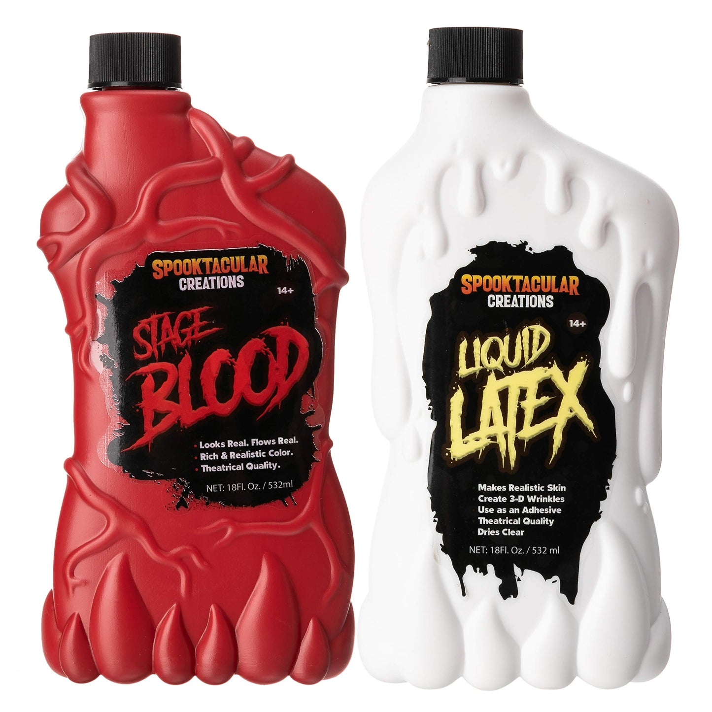 Spooktacular Creations 18 oz Liquid Latex & 18 oz Halloween Blood Bottle Fake Blood Stage Blood for Halloween Costume, Zombie and Monster Makeup Beauty & Personal Care Spooktacular Creations