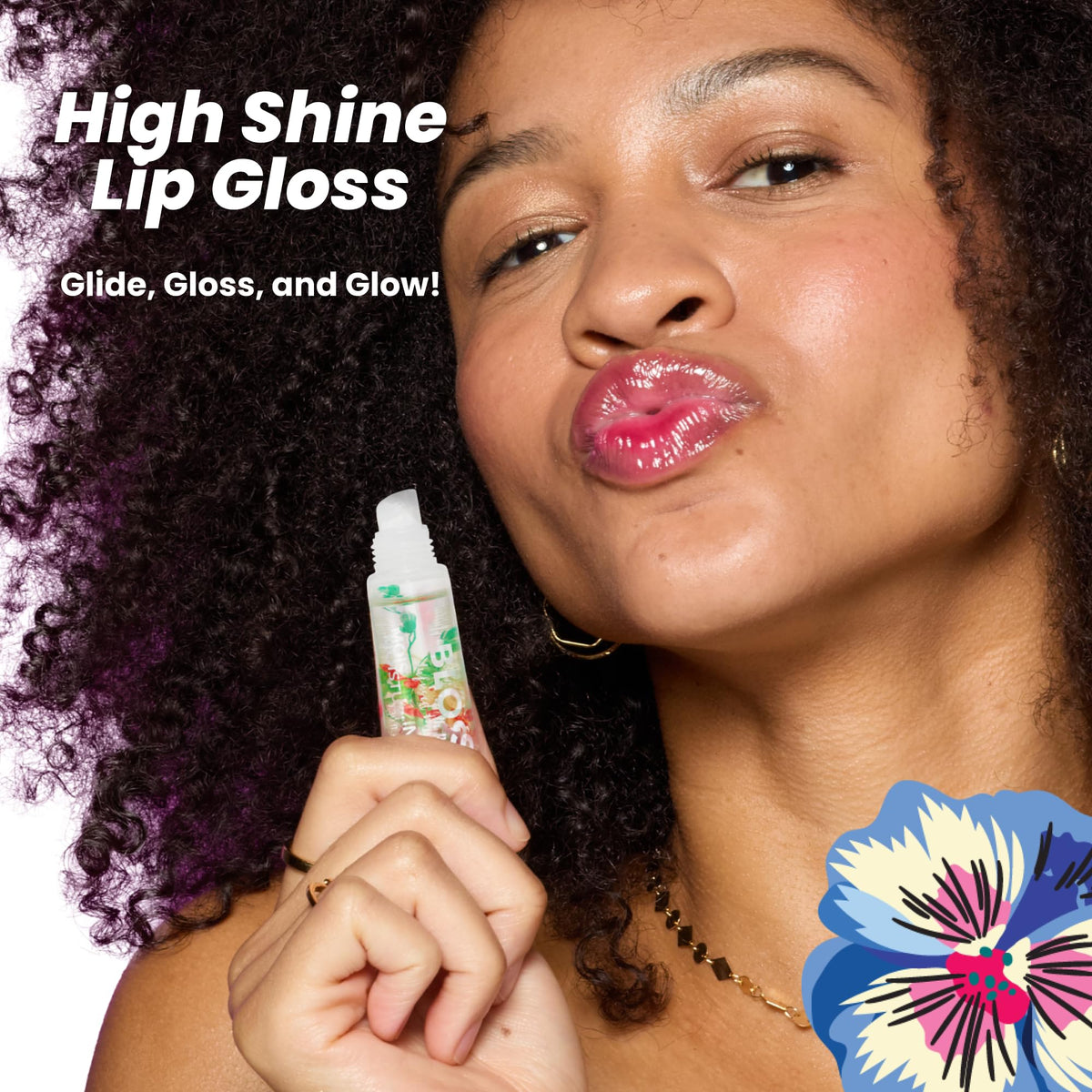 Blossom Lip Gloss Tubes, Watermelon Scented Thick Clear High Shine Moisturizing Flower Lip Gel with Nourishing Jojoba Seed Oil, Infused with Real Beauty & Personal Care Blossom