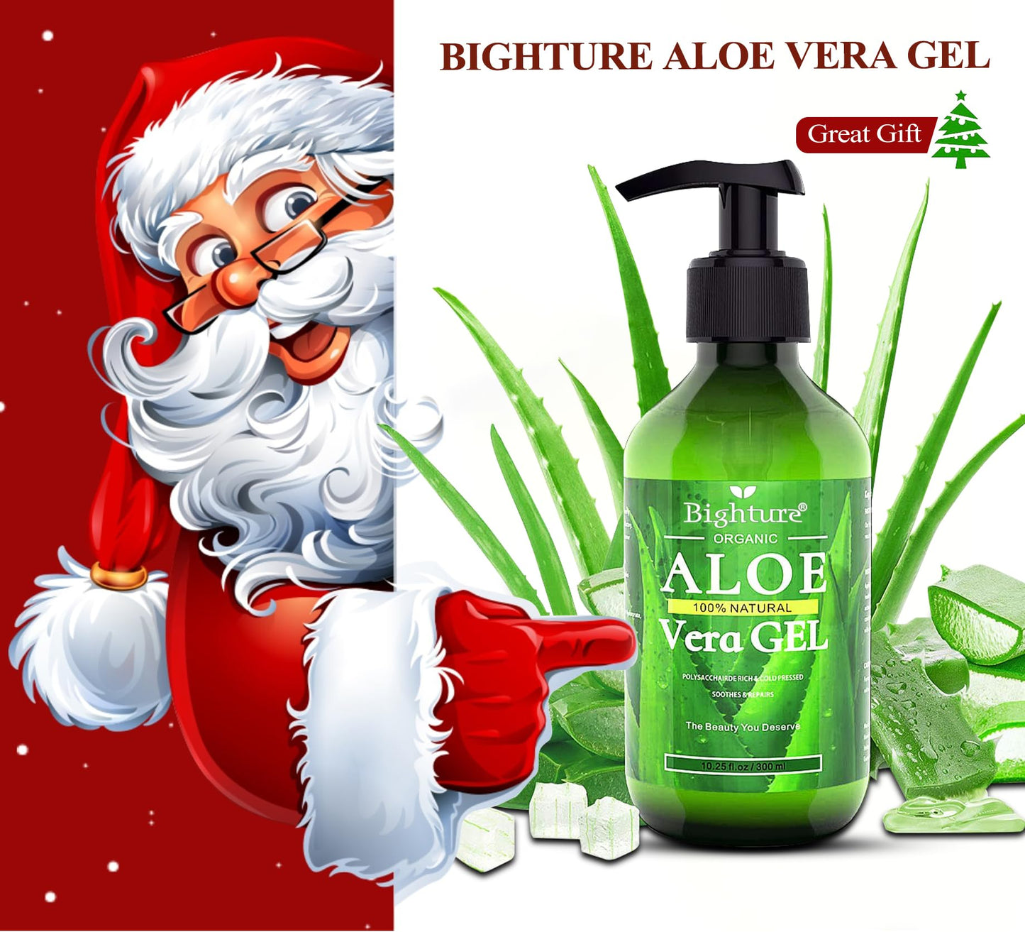 BIGHTURE Aloe Vera Gel, 100% Aloe Vera from Freshly Cut Aloe Leaves, Skin Care for Deeply & Rapidly Soothing, Firming, After Shave, Sunburn Relieve Beauty & Personal Care BIGHTURE