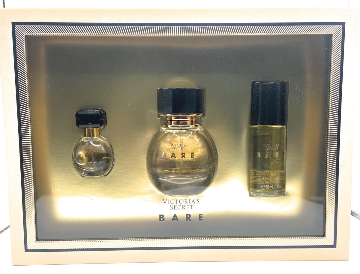Victoria's Secret Bare 3 Piece Luxe Fragrance Gift Set: 1.7 oz. Eau de Parfum, 1.0 oz Perfume Oil & 0.25 Eau de Parfum