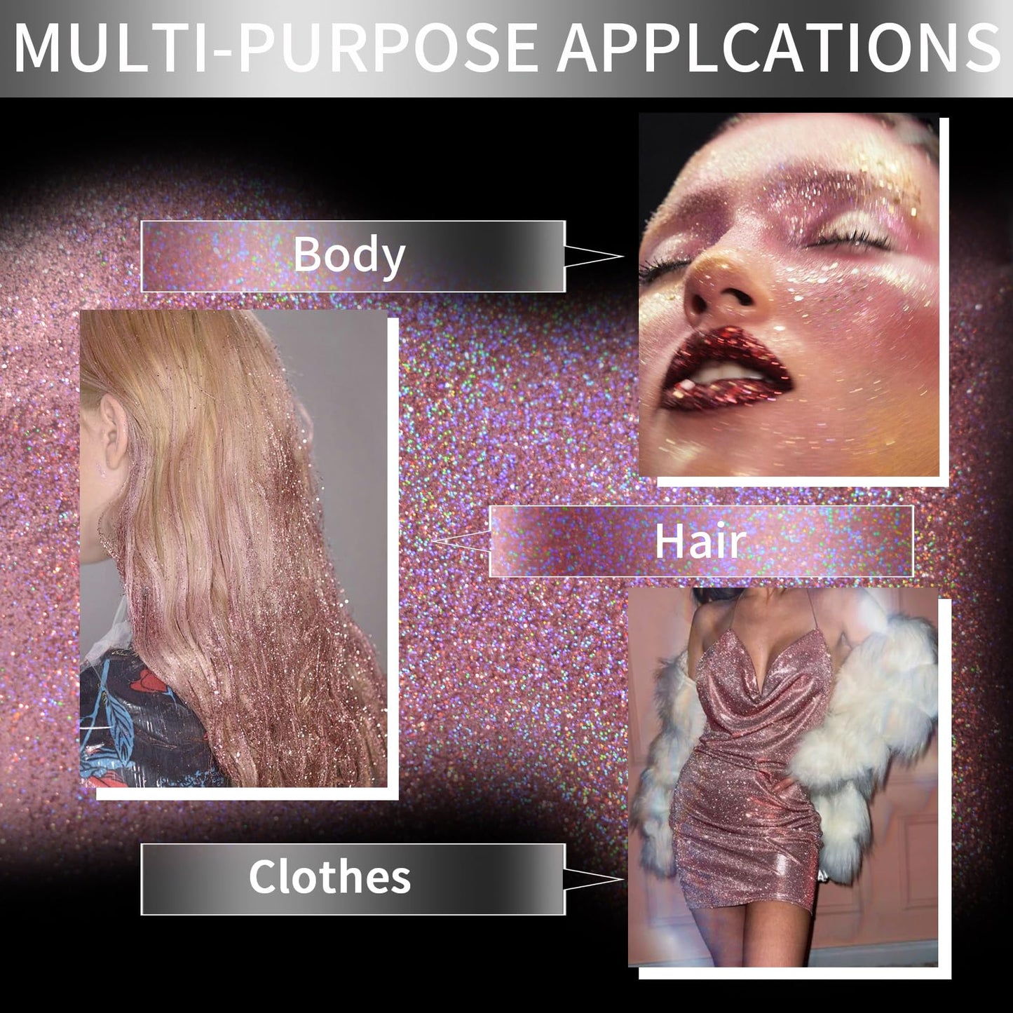Elitles Made Hair Glitter Body Glitter Spray, 150ML Glitter Hairspray Holographic Pink Glitter Spray for Hair and Body, Hair Glitter for Kids Women Beauty & Personal Care Elitles Made