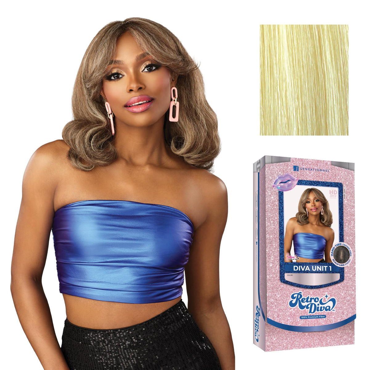 Sensationnel Glamora Lace Crown Wig-Retro Diva Unit 1, PLATINUMFLASH