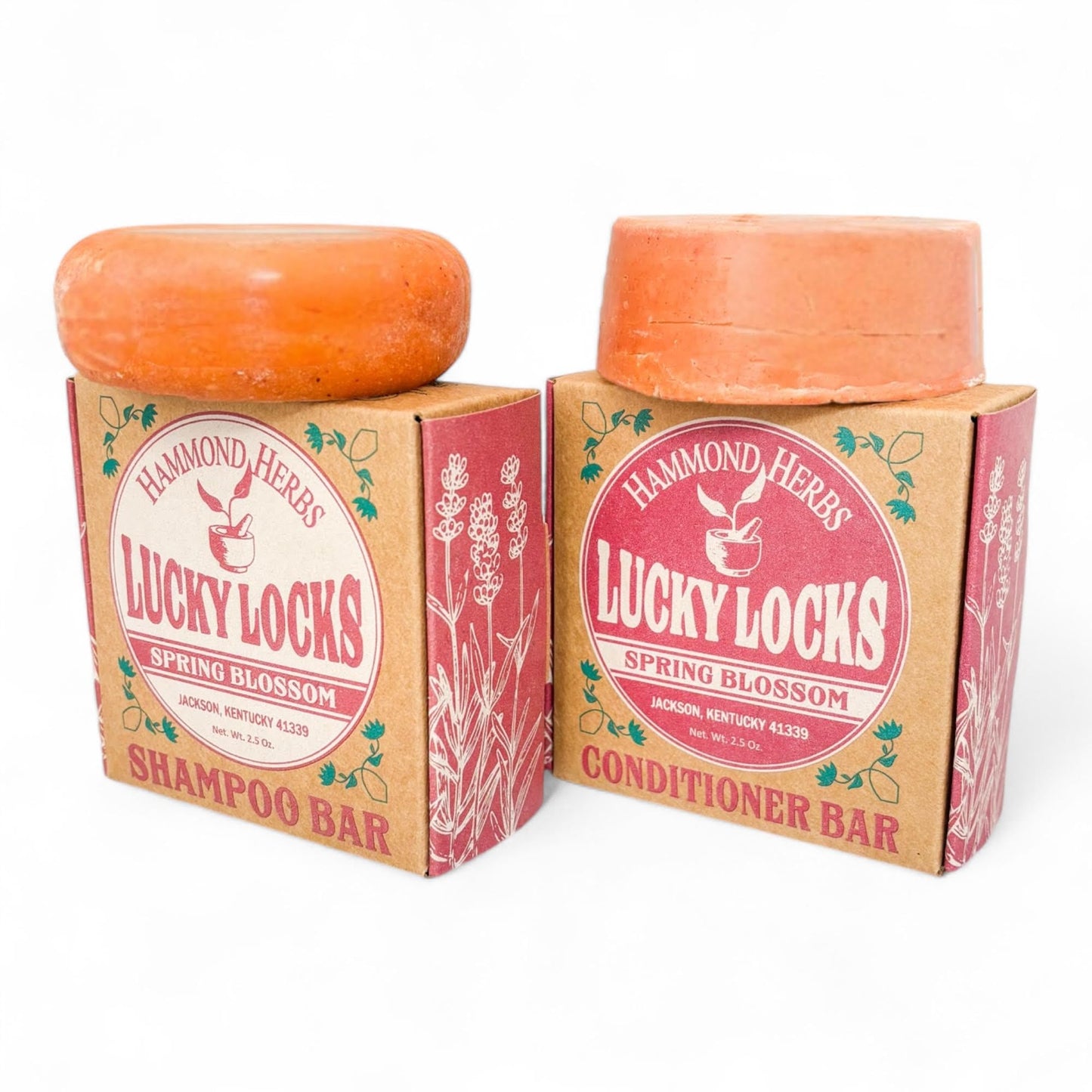 Lucky Locks | Pick Your Scent | Natural Shampoo & Conditioner Bar Set | Zero Waste Hair Care | Sulfate Free (Spring Blossom) Beauty & Personal Care Hammond Herbs