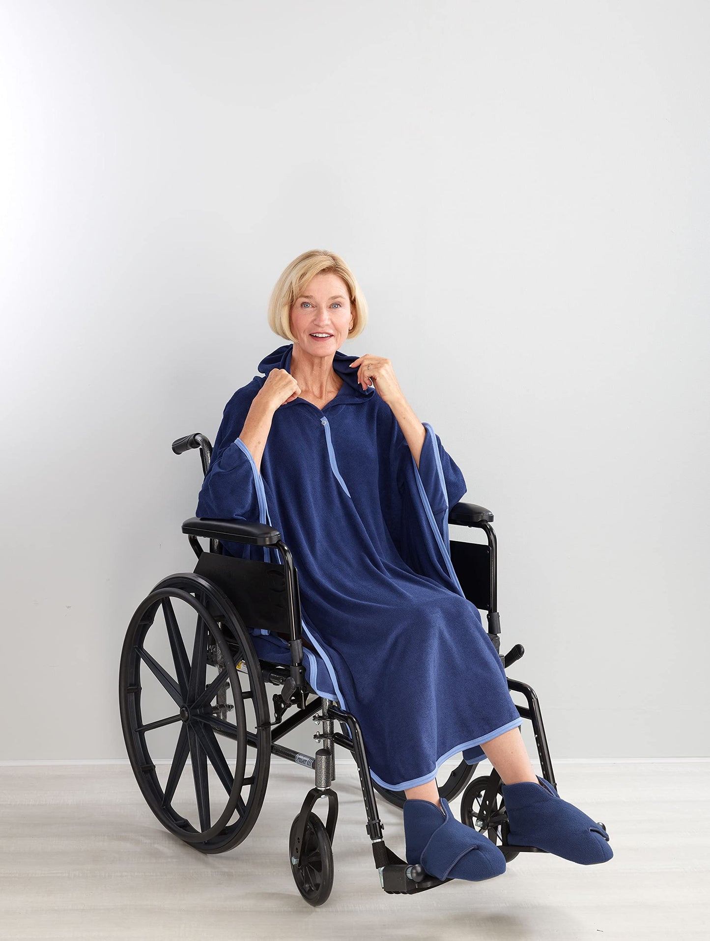 Silverts Unisex Adaptive Shower Bath Cape Open Back Assisted Dressing Elderly Clothing Nursing Home Terry Poncho - Cherries One Size Beauty and Personal Care Silvert's Adaptive Clothing & Footwear