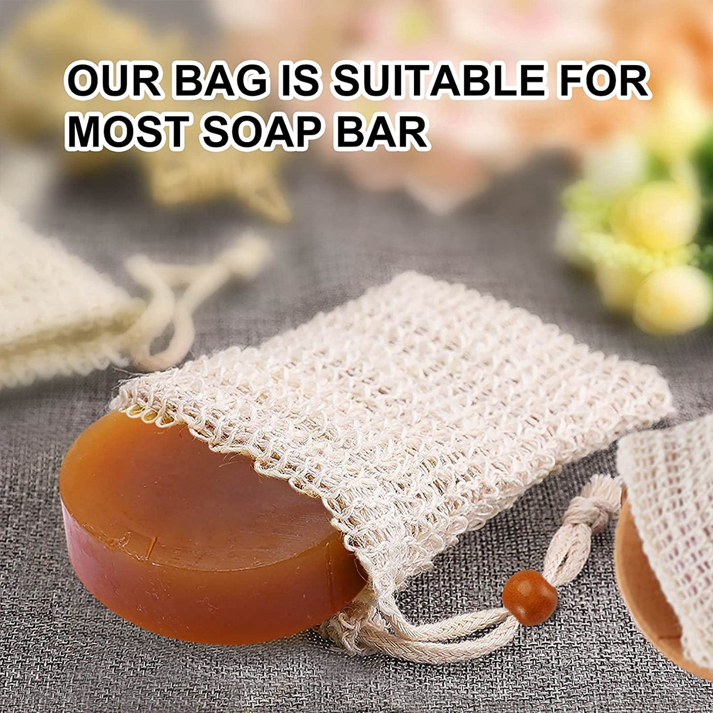 8 Pack Soap Bag Natural Sisal Soap Saver Bag Pouch Mesh Waste Exfoliating Foaming and Drying Soap Holder for Shower Beauty & Personal Care AMAHOMESA