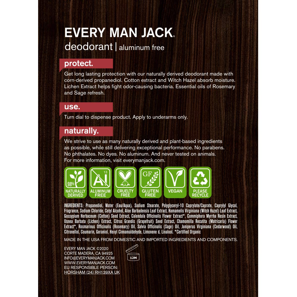 Every Man Jack Mens Cedarwood Deodorant - Stay Fresh Safely with Aluminum Free Mens Deodorant - Odor Crushing, Long Lasting, Plant-Based, and No Beauty and Personal Care Every Man Jack