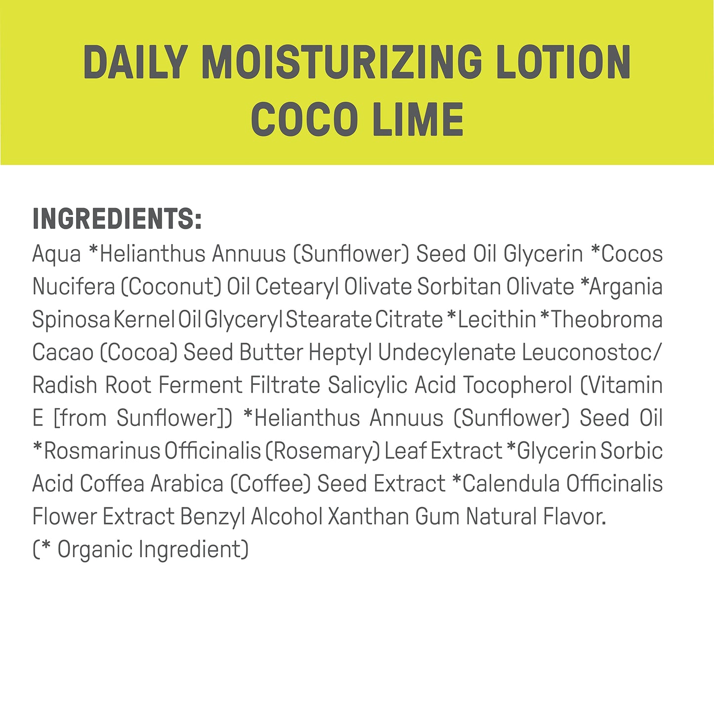 Raw Elements Daily Moisturizing Lotion Coco Lime - Organic Non Toxic Body Lotion, Cocoa Butter, Vitamin E, Reef-Safe, Water Resistant, Bio-Resin Tube Beauty & Personal Care Raw Elements