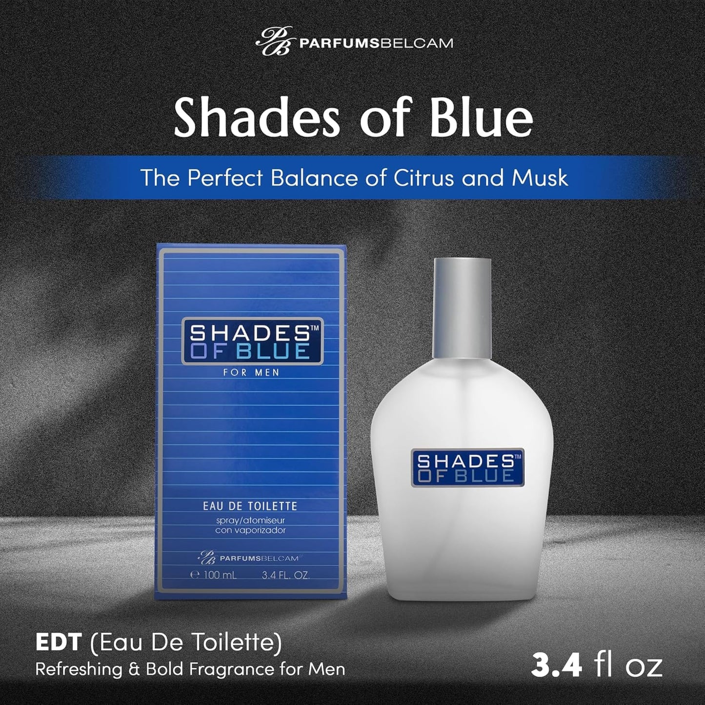 PB ParfumsBelcam Shades of Blue for Men, Our Version of Prestige Designer Eau de Toilette Spray, 100 mL. Beauty & Personal Care PB ParfumsBelcam