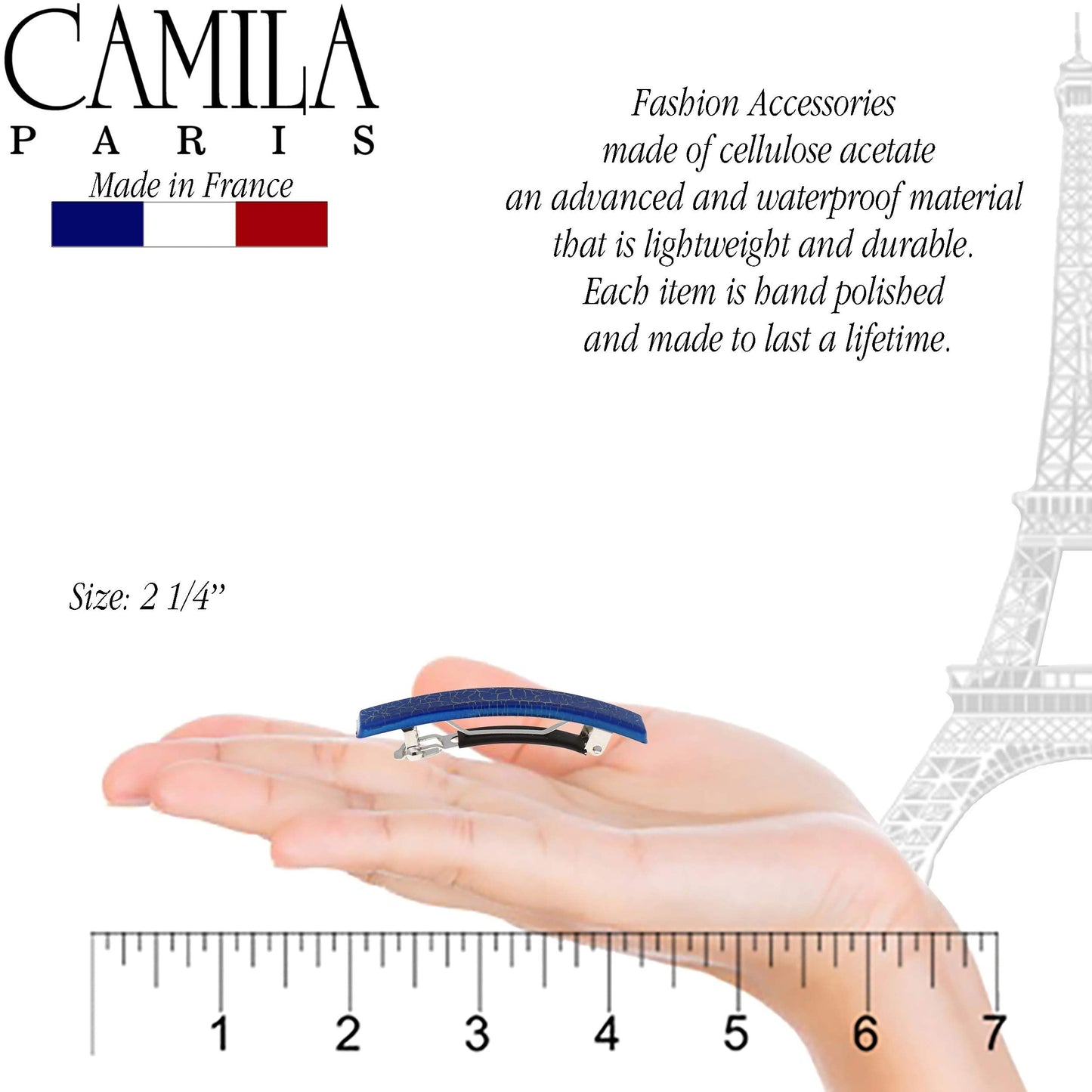 Camila Paris CP2956 French Hair Barrette Clip for Girls, Set of 2 Rubberized Metal Clasp Strong Hold Grip Hair Clips for Women, No Slip and Durable Beauty & Personal Care Camila