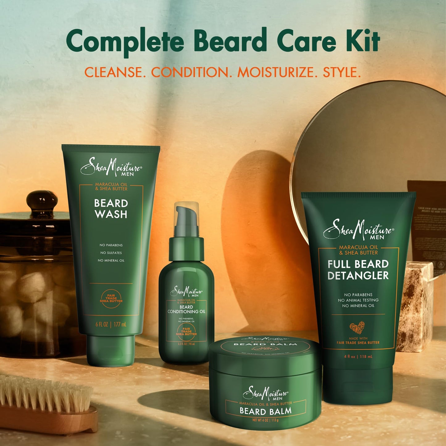 SheaMoisture Beard Kit for Men - Beard Wash, Conditioning Beard Oil, Full Beard Detangler + Beard Balm with Shea Butter & Maracuja Oil, Gifts for Men Beauty & Personal Care SheaMoisture