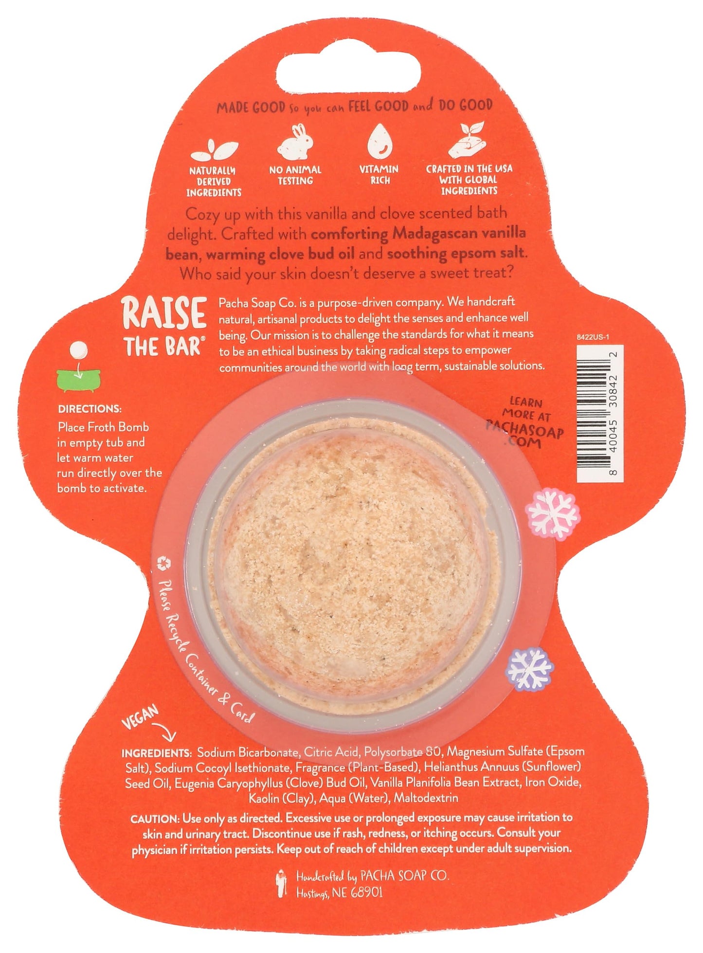 Pacha Soap Gingerbread Man Froth Bomb Card, 3 OZ Beauty and Personal Care Pacha Soap Co