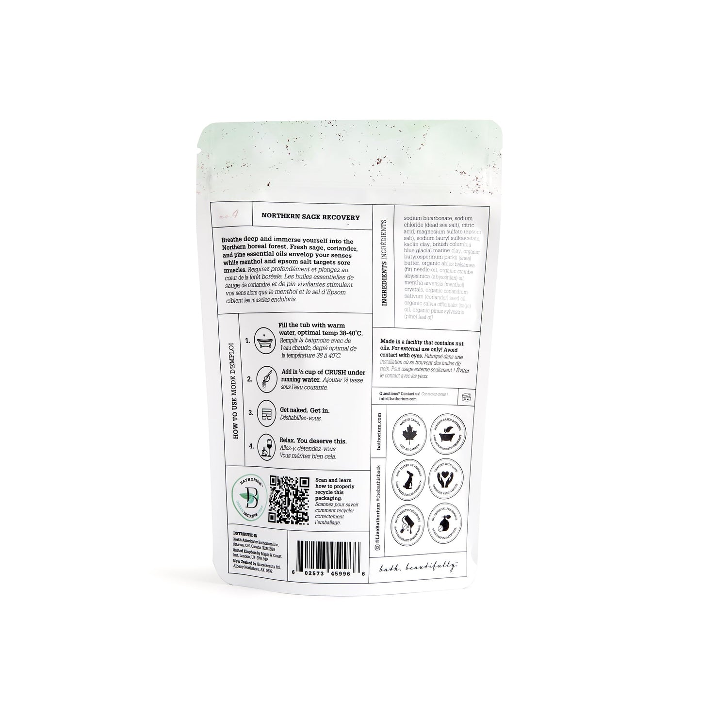 Bathorium Northern Sage Recovery Crush, Revitalizing Bath Soak, Dead Sea & Epsom Salt, Sage, Pine, Eucalyptus, pH-Balanced for Women, 5+ Baths, 21 oz Beauty and Personal Care Bathorium