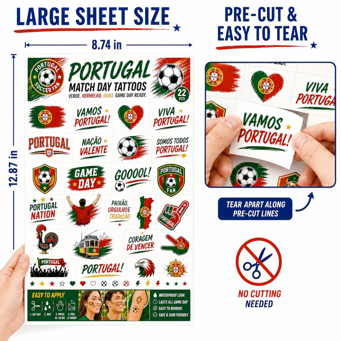 World Cup Soccer Face Temporary Tattoo 2026 Stickers for Soccer Fans, National Flag Waterproof Tattoos for Face and Body, Pre-Cut Flag Stickers, Game Beauty and Personal Care VELLOXHYDR