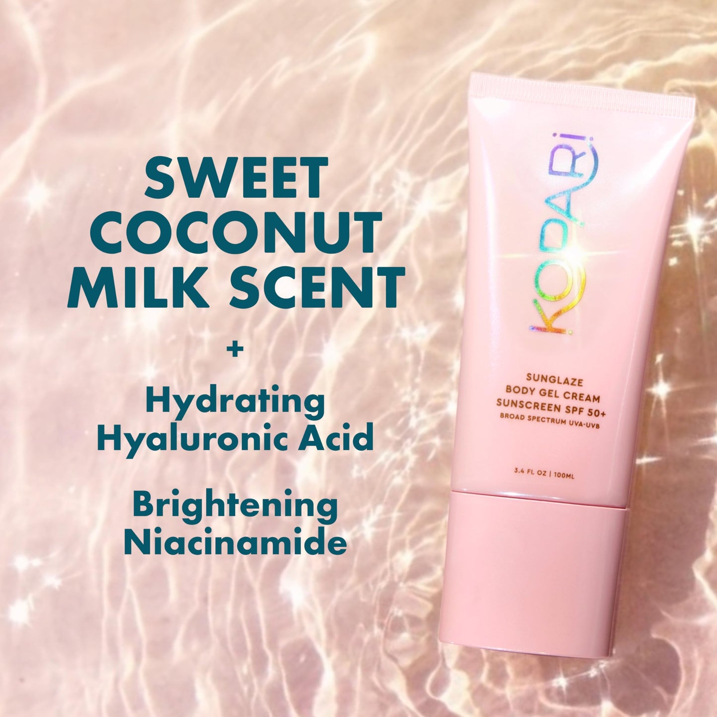 Kopari Sunglaze Body Gel Cream Sunscreen SPF 50+ | Broad-Spectrum Body Sunscreen with Hyaluronic Acid & Coconut Oil | Lightweight, Non-Greasy, Glowing Beauty & Personal Care Kopari
