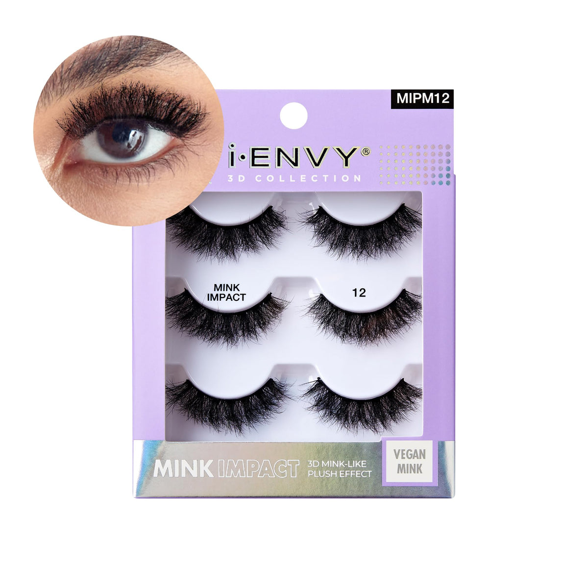 I-Envy 3-in-1 MinkImpact Multipack, 100% 3D Mink-Like Vegan Lashes, Soft, Natural, Fluffy & Lush, Clear Undetectable Band, Lightweight & Comfortable