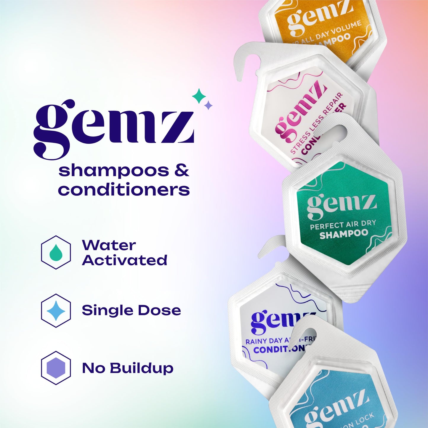 Gemz Shampoo & Conditioner Variety Kit, Water-Activated Single-Dose Solid Hair Care, Shampoos and Conditioners Travel-Size Set, 11-count Beauty & Personal Care gemz