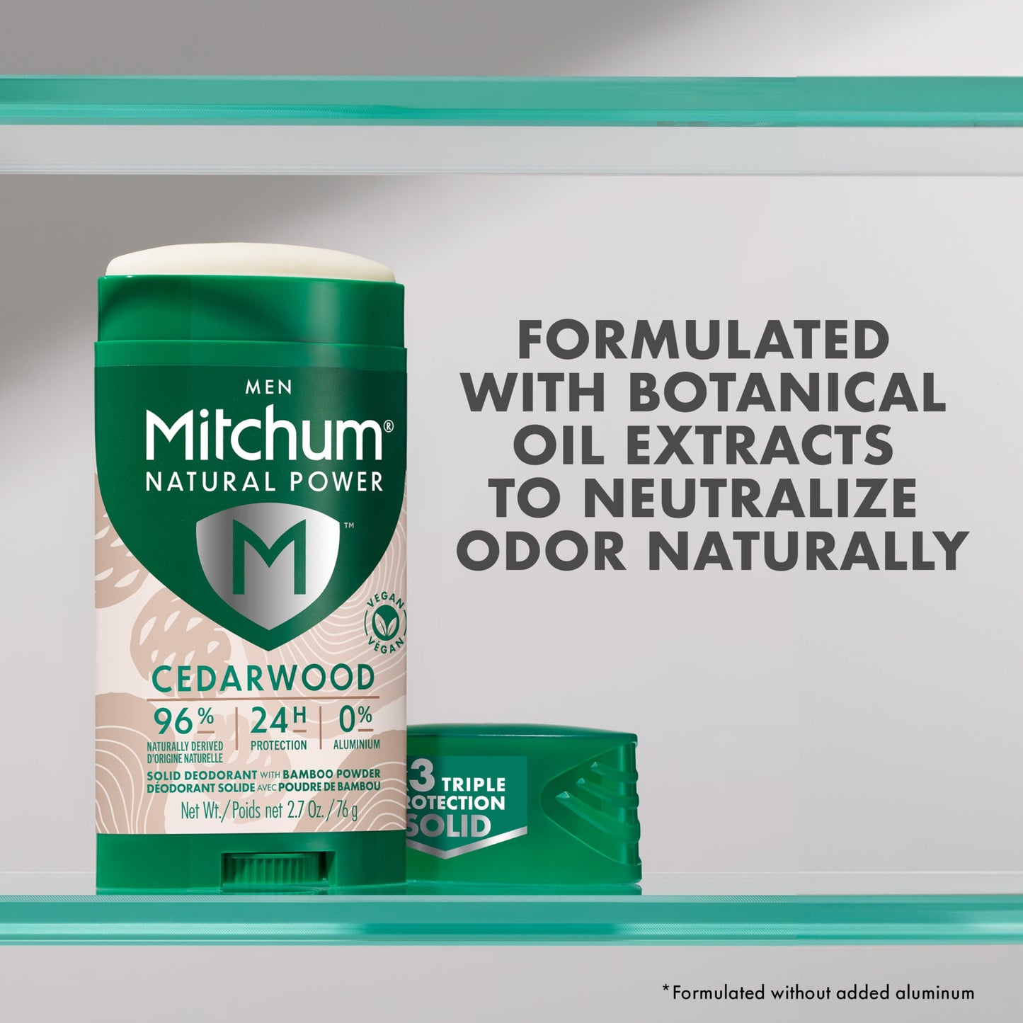 Mitchum Men’s Natural Power Deodorant Solid, Cedarwood, 24HR Protection, Vegan, 2.7 oz Beauty and Personal Care Mitchum