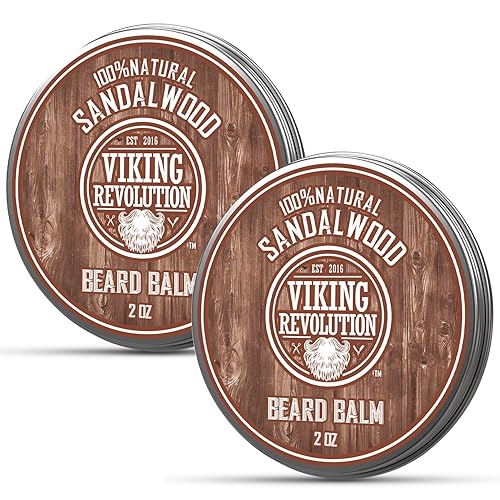 Viking Revolution Sandalwood Beard Balm - Beard Butter with Argan Oil, Beard Softener for Men with Jojoba Oil - Beard Moisturizer for Men with Beeswax Beauty & Personal Care Viking Revolution