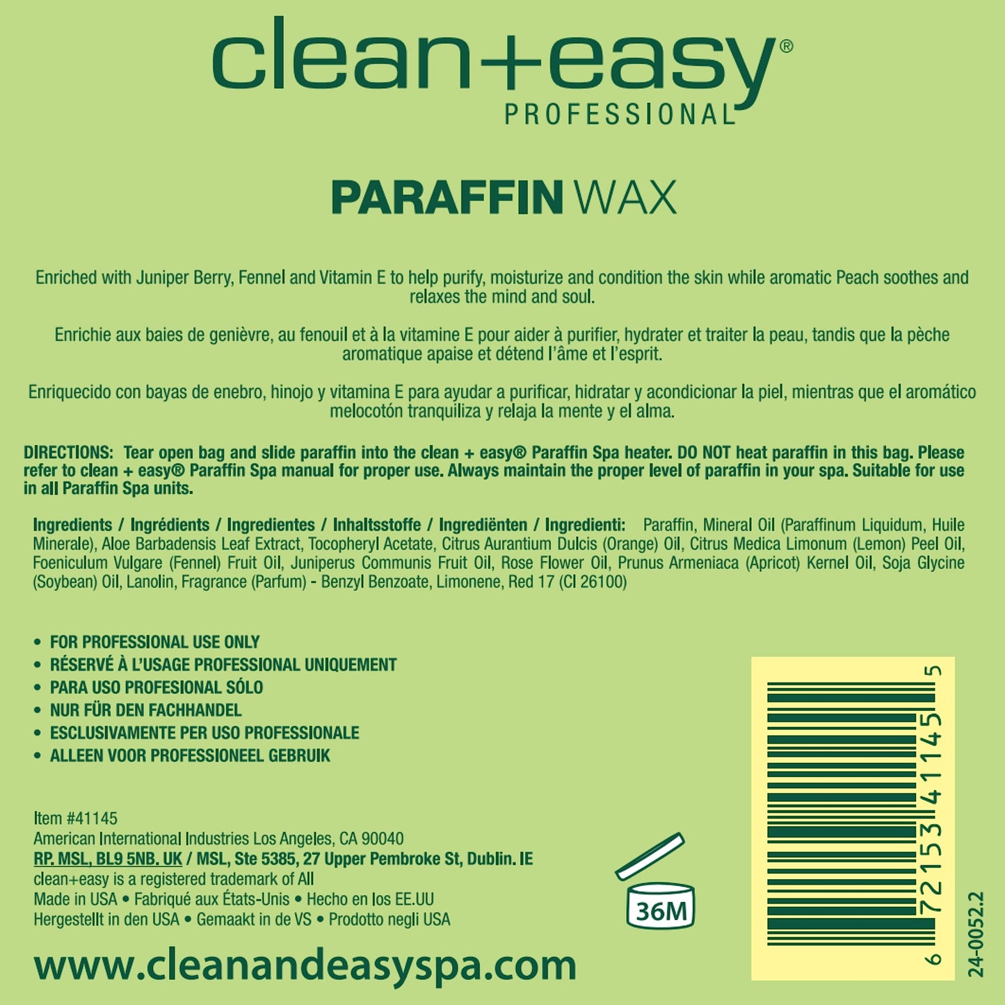 Clean + Easy Peach & Fennel Paraffin Wax Refills - Deeply Hydrating Moisturizing Paraffin Wax for Hand and Feet, Spa-Grade Treatment for Dry Skin, 16 Beauty and Personal Care Clean + Easy