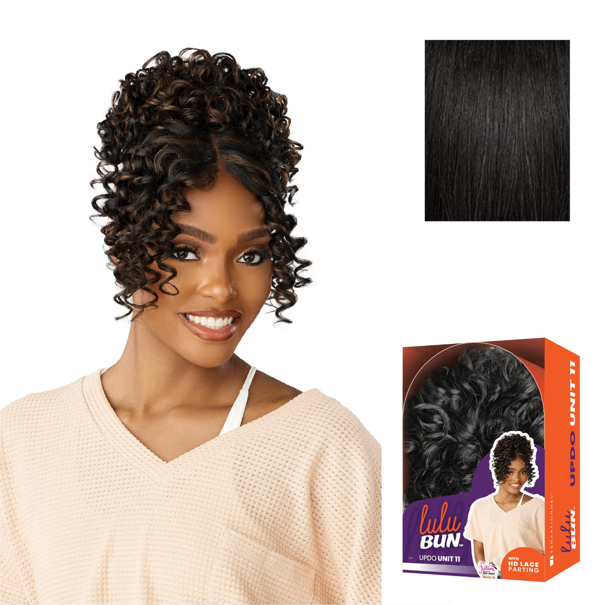 Sensationnel Lulu Bun Updo Hairextensions-Unit 11,1B OFFBLACK