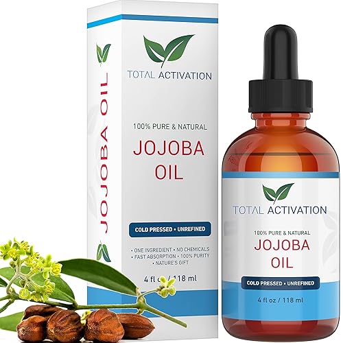 Total Activation Organic Jojoba Oil for Skin, Hair & Nails, 100% Pure Natural Unrefined Cold Pressed, Natural Face Moisturizer, Hair Moisturizer Beauty & Personal Care Total Activation