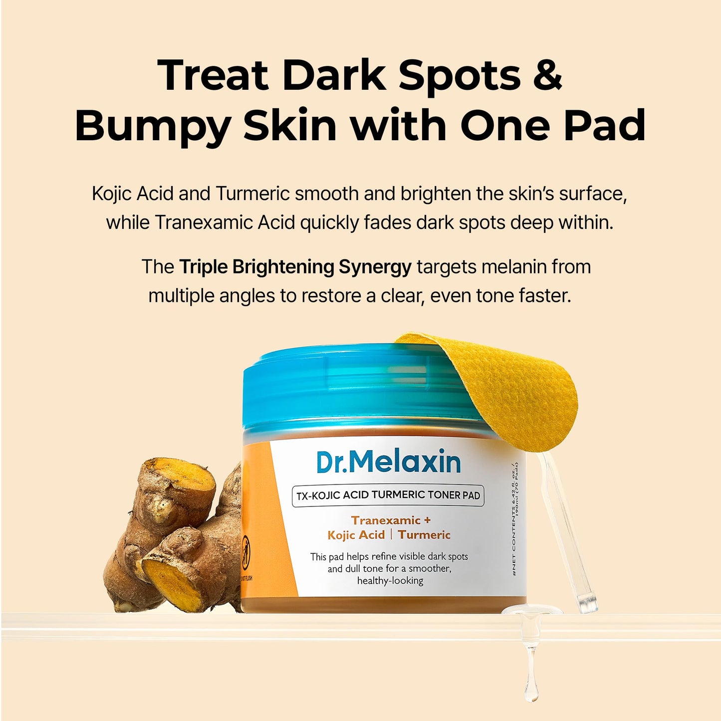 Dr.Melaxin TX Kojic Acid Turmeric Toner Pads with Tranexamic Acid, Brightening Toner Pad for Pigmentation & Dark Spot Care, Gentle Keratin Care Beauty and Personal Care Dr.Melaxin