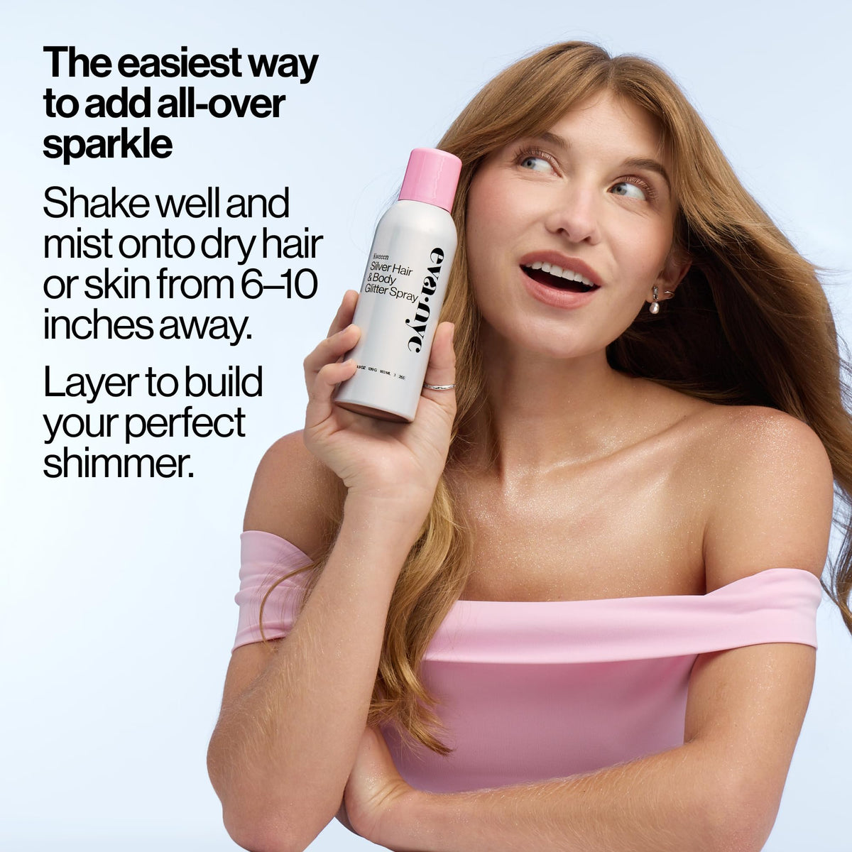 Eva NYC Kweeen Silver Hair and Body Glitter Spray - Our Original Ultra Shimmery Glitter, New Look - Adds Shine + Non-Sticky - Quick Drying Sparkle